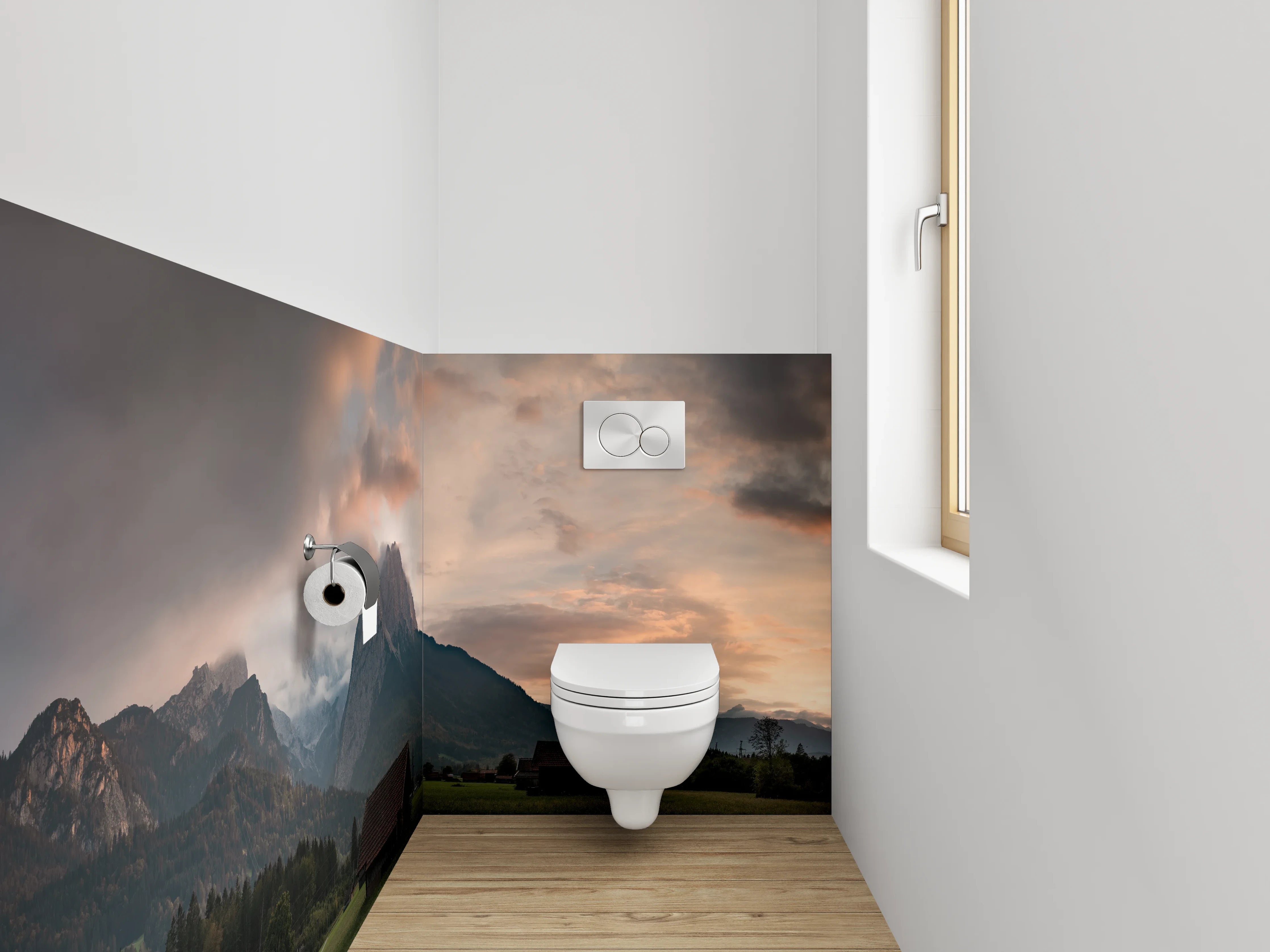 WC-Rückwand - Alpenpanorama bei Sonnenuntergang