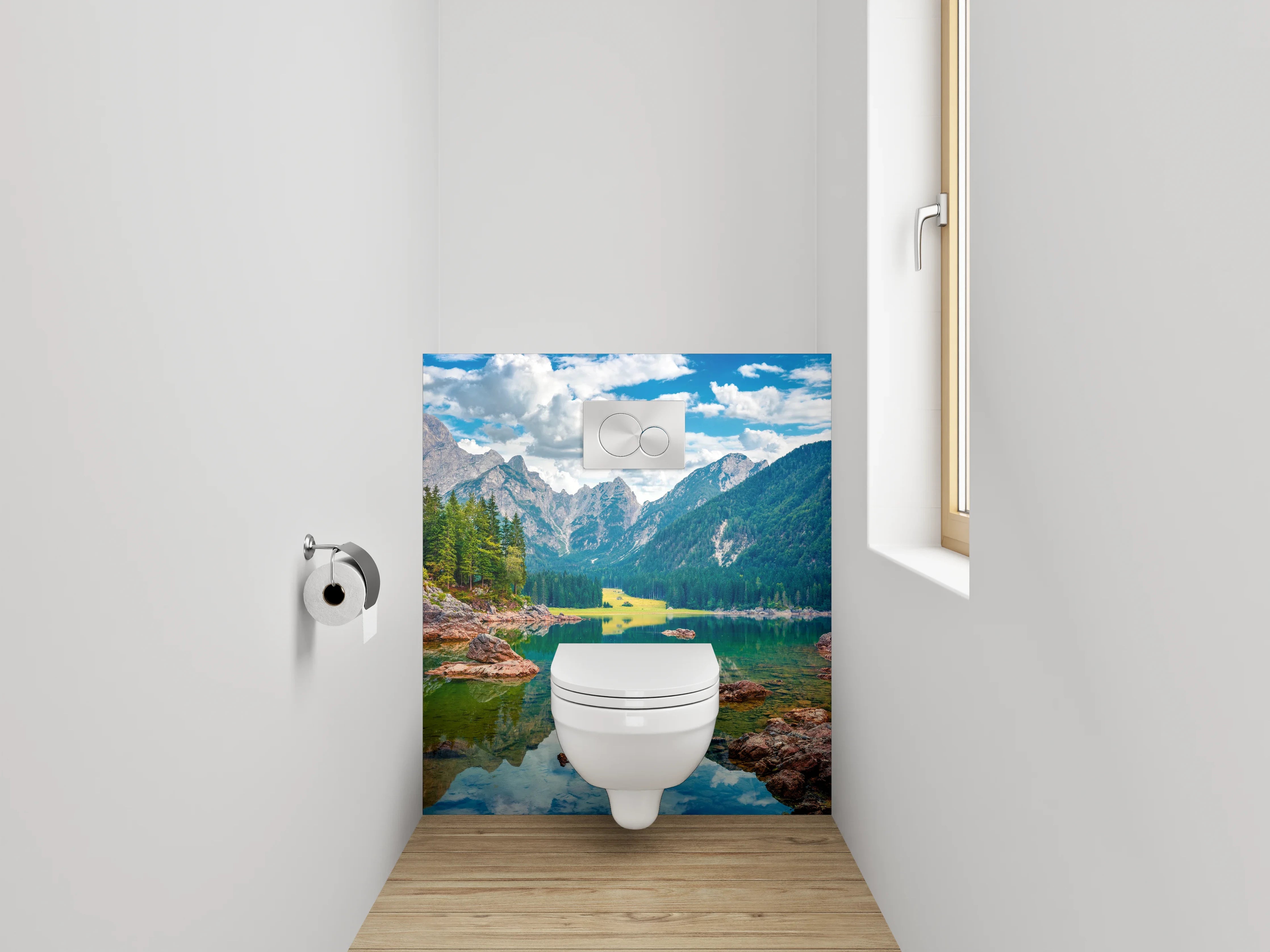 WC-Rückwand - Alpensee Panorama Landschaft Fotomotiv
