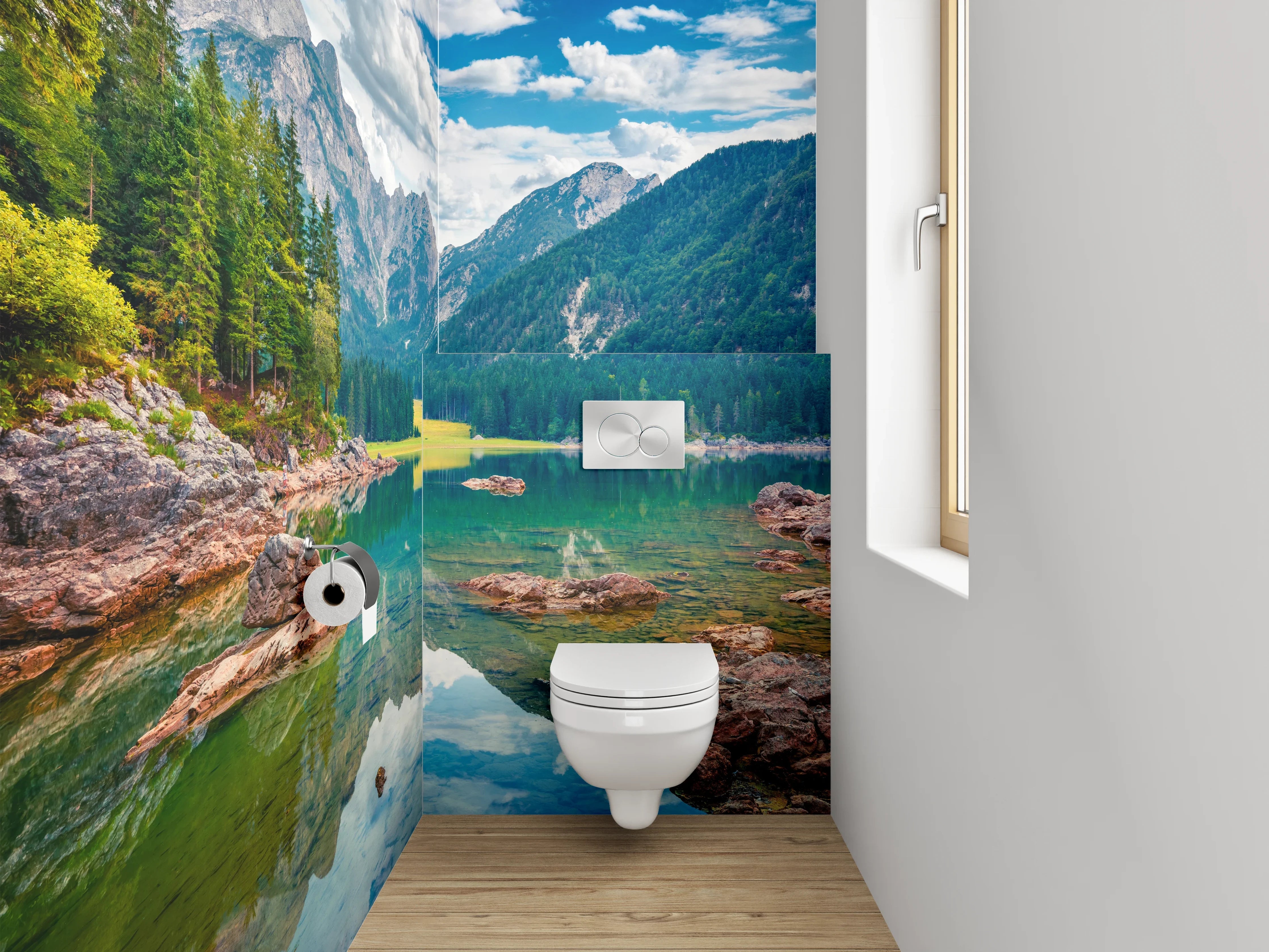 WC-Rückwand - Alpensee Panorama Landschaft Fotomotiv