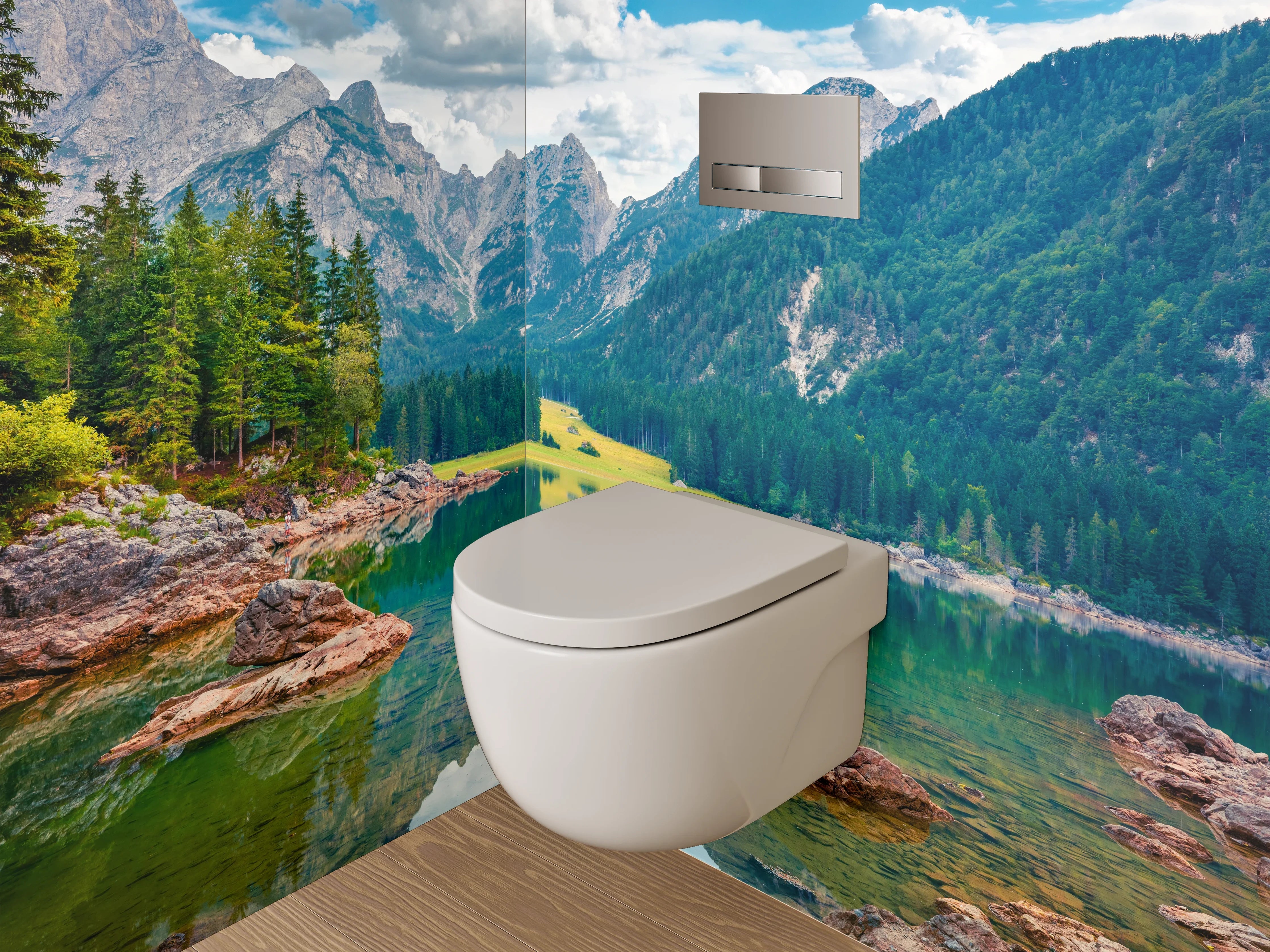 WC-Rückwand - Alpensee Panorama Landschaft Fotomotiv