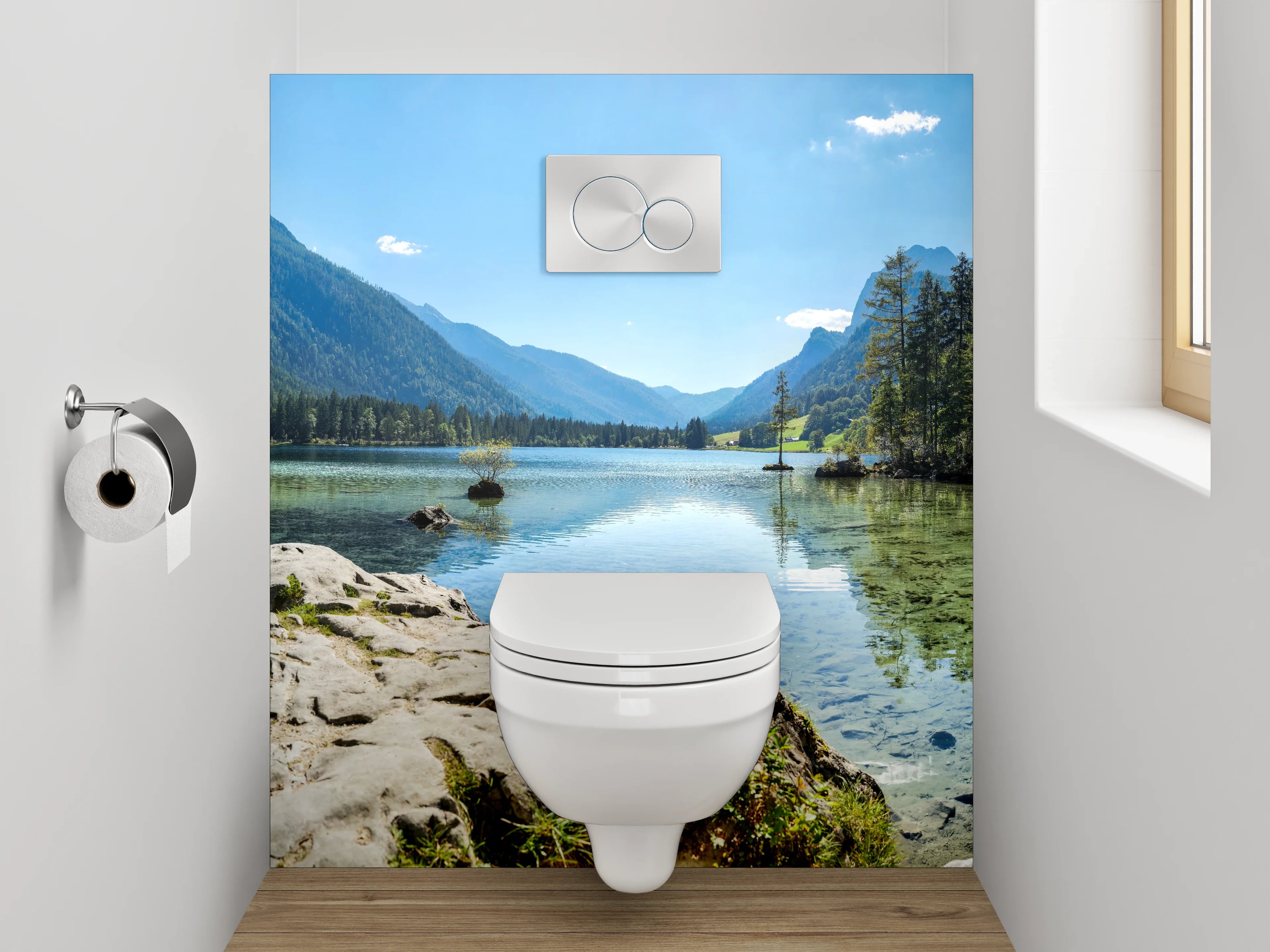 WC-Rückwand - Alpensee Panorama Naturidylle