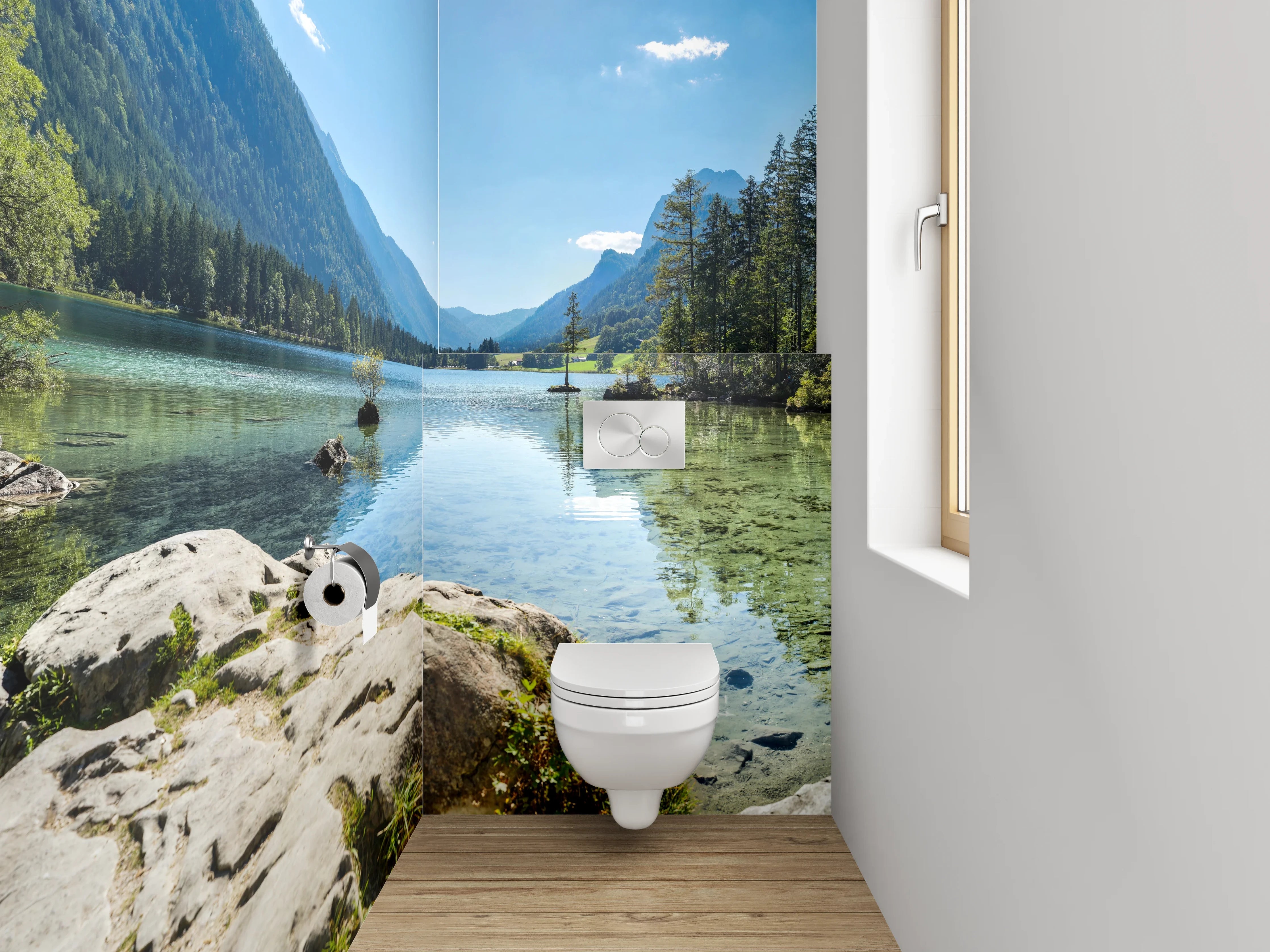 WC-Rückwand - Alpensee Panorama Naturidylle