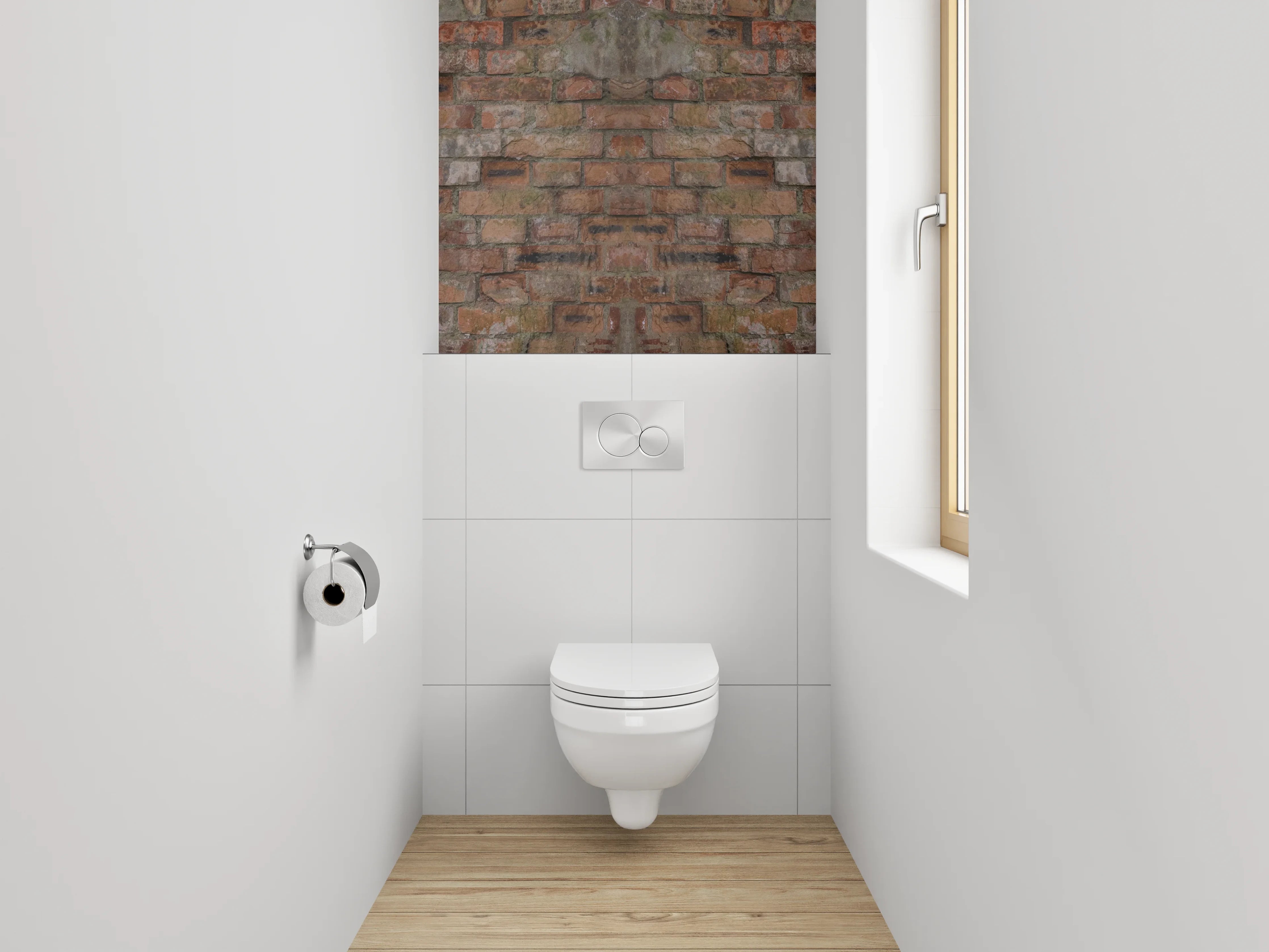 WC-Rückwand - Alte Backsteinwand Spiegelung