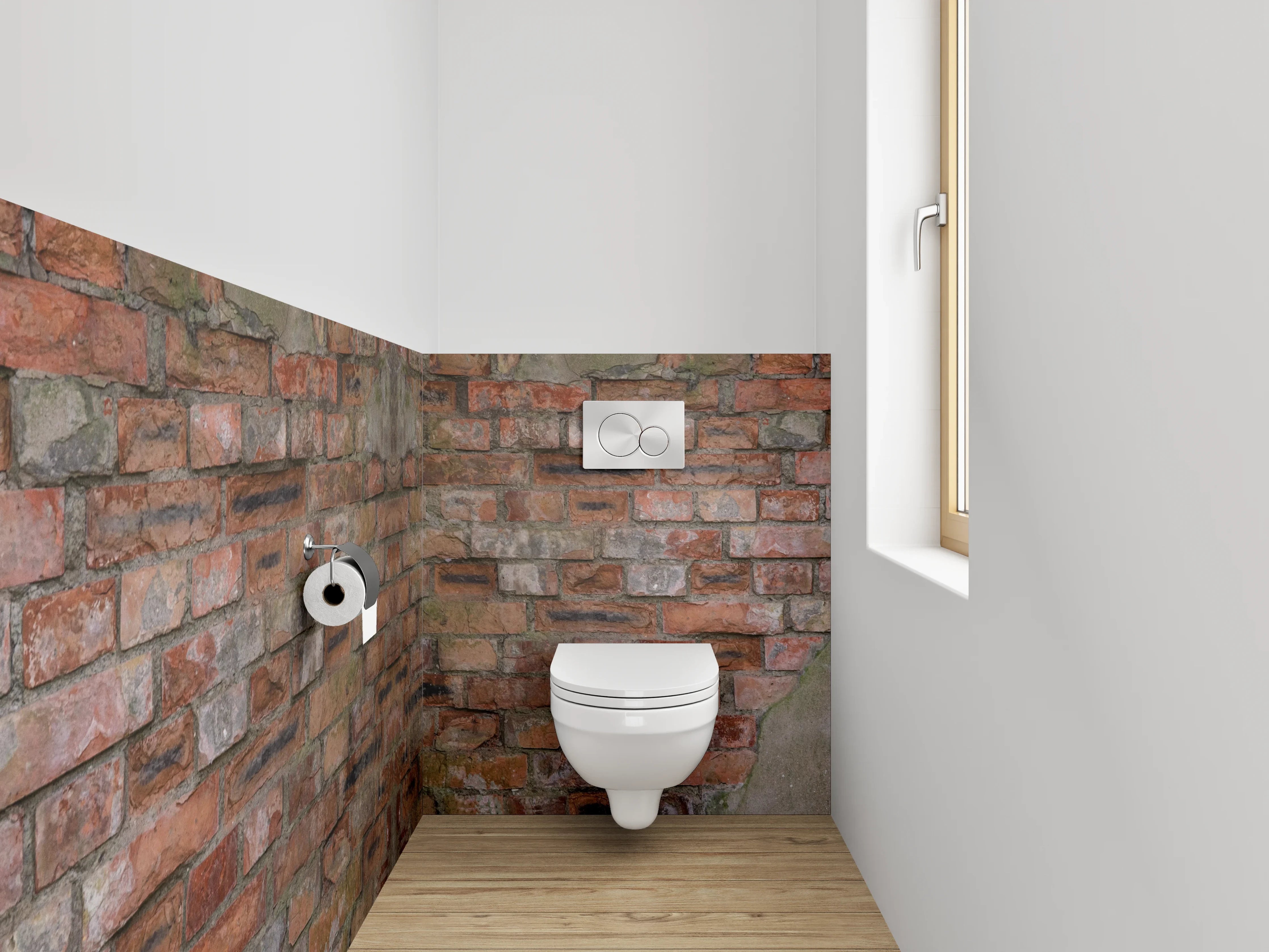 WC-Rückwand - Alte Backsteinwand Spiegelung