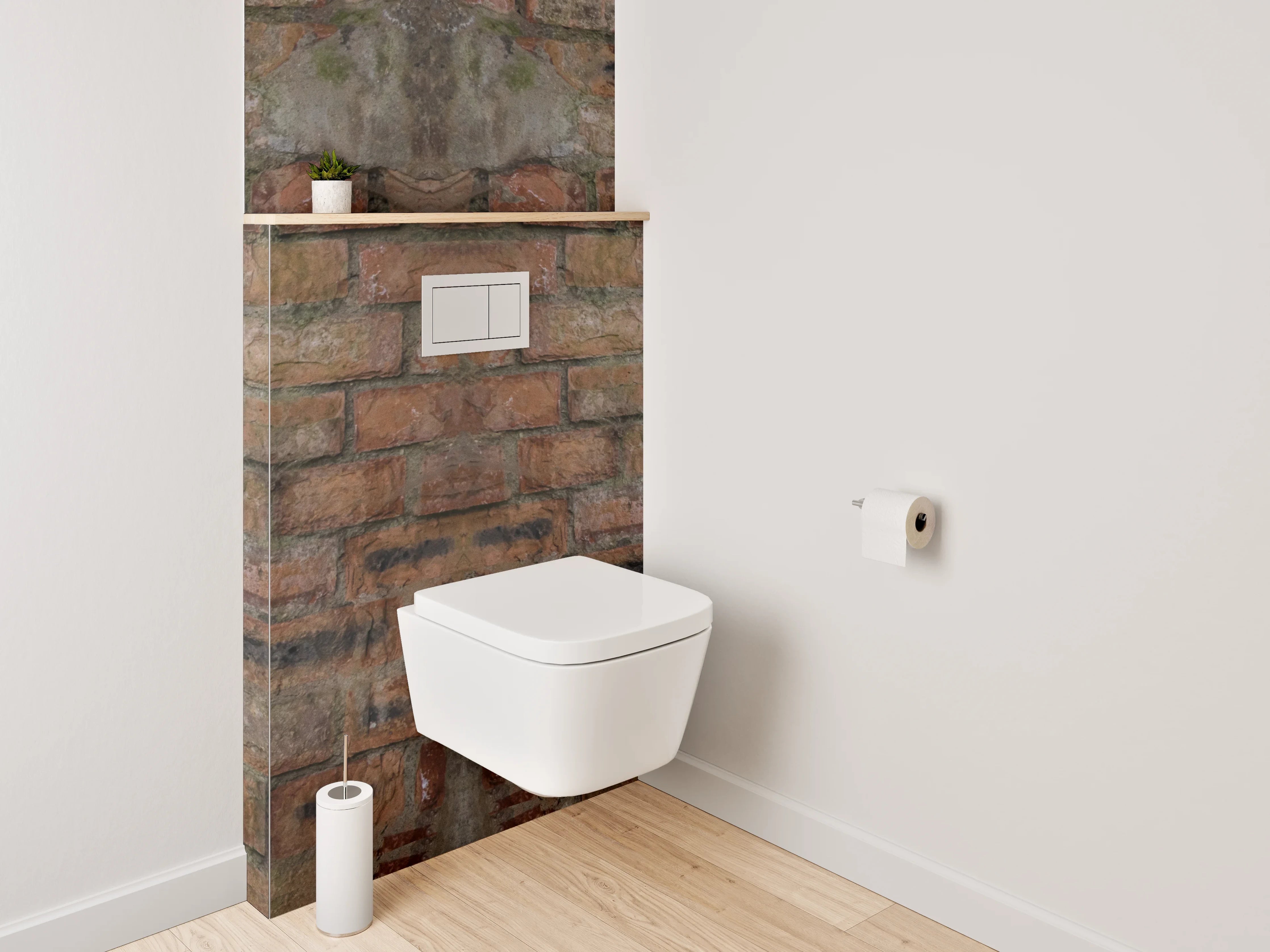 WC-Rückwand - Alte Backsteinwand Spiegelung