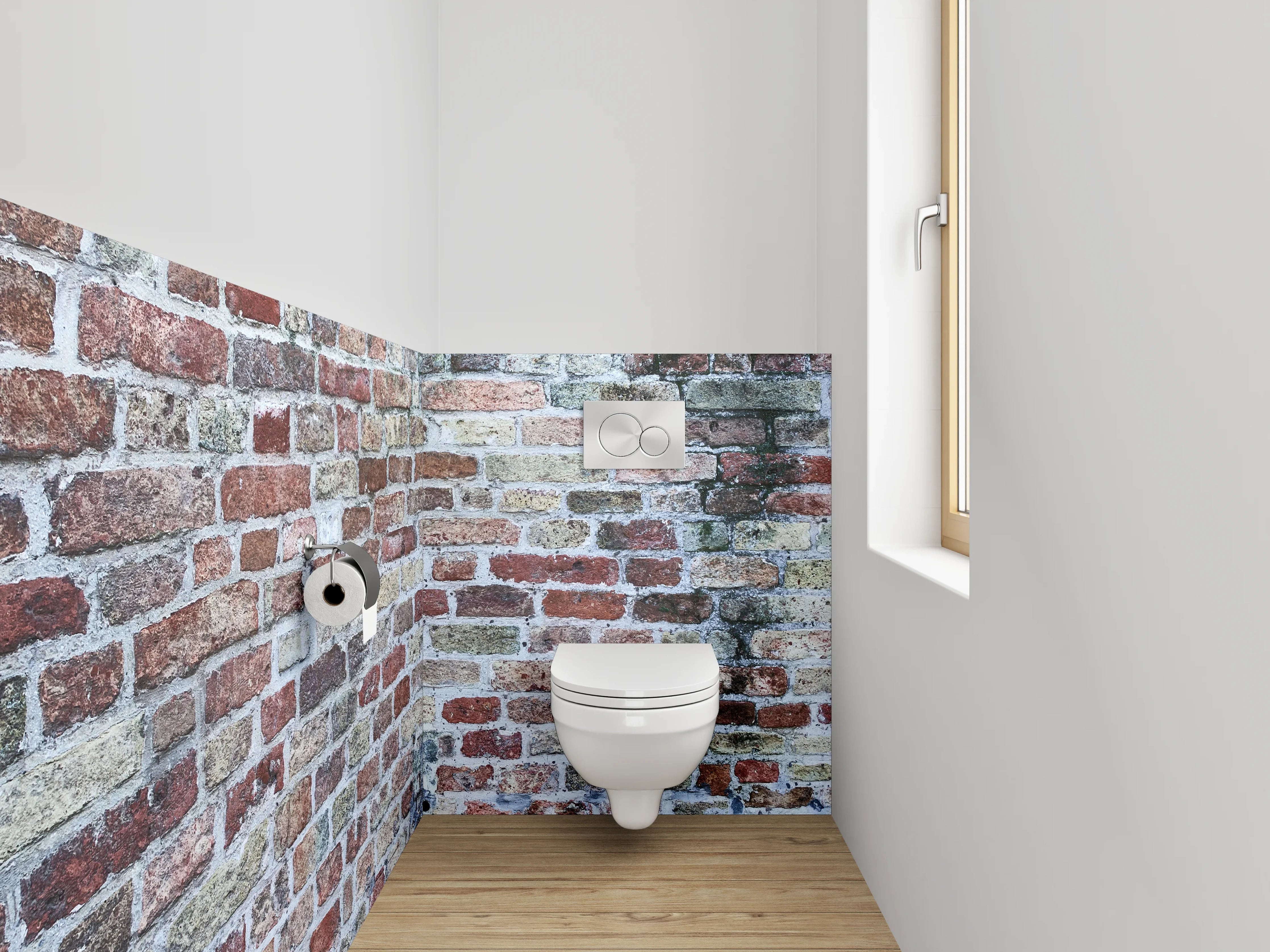 WC-Rückwand - Alte Ziegelmauer Struktur Rotbraun