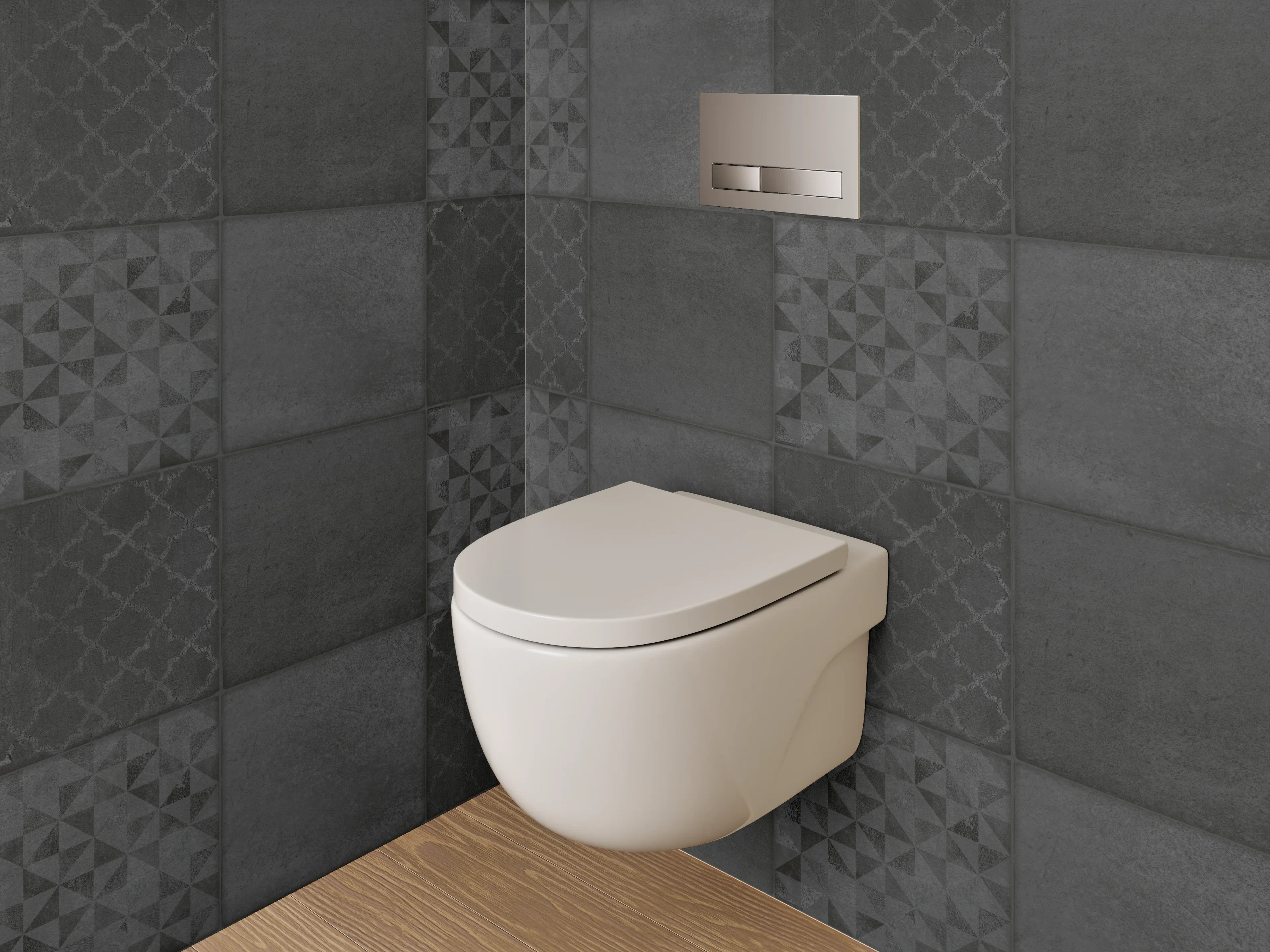 WC-Rückwand - Anthrazit Patchwork Fliesenmuster