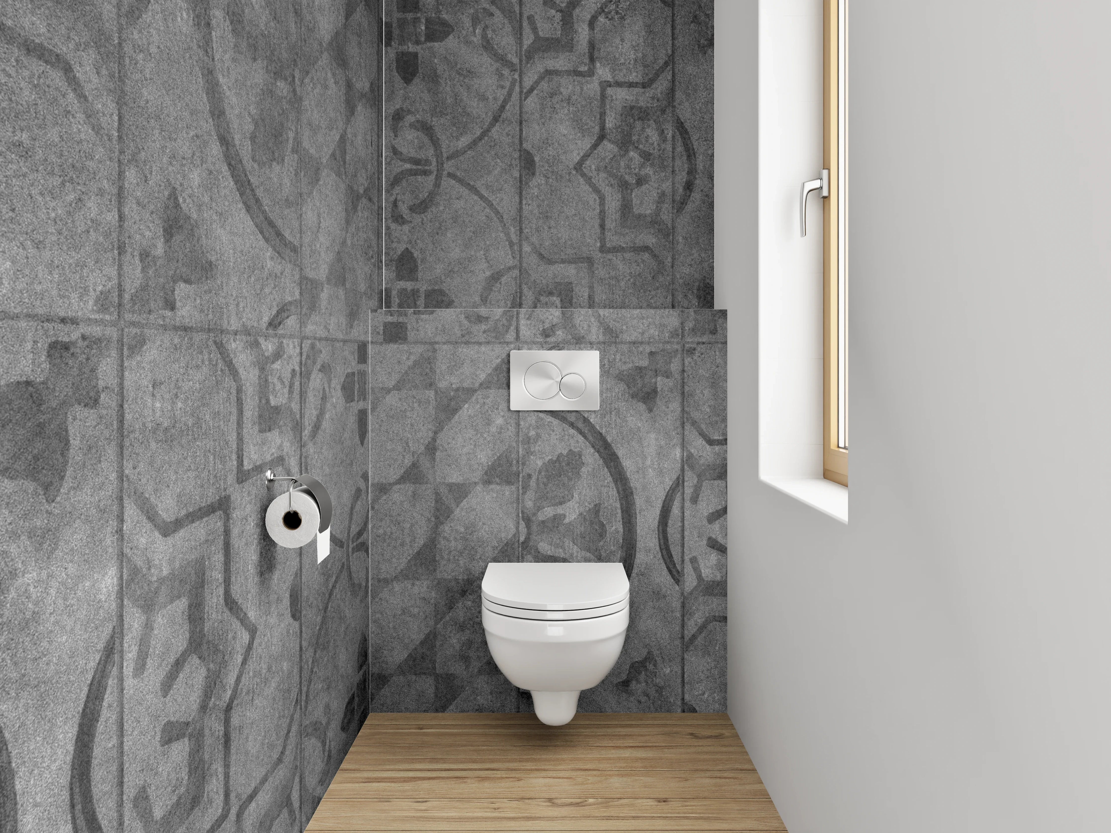 WC-Rückwand - Anthrazit Vintage Ornamente Mosaikfliesen