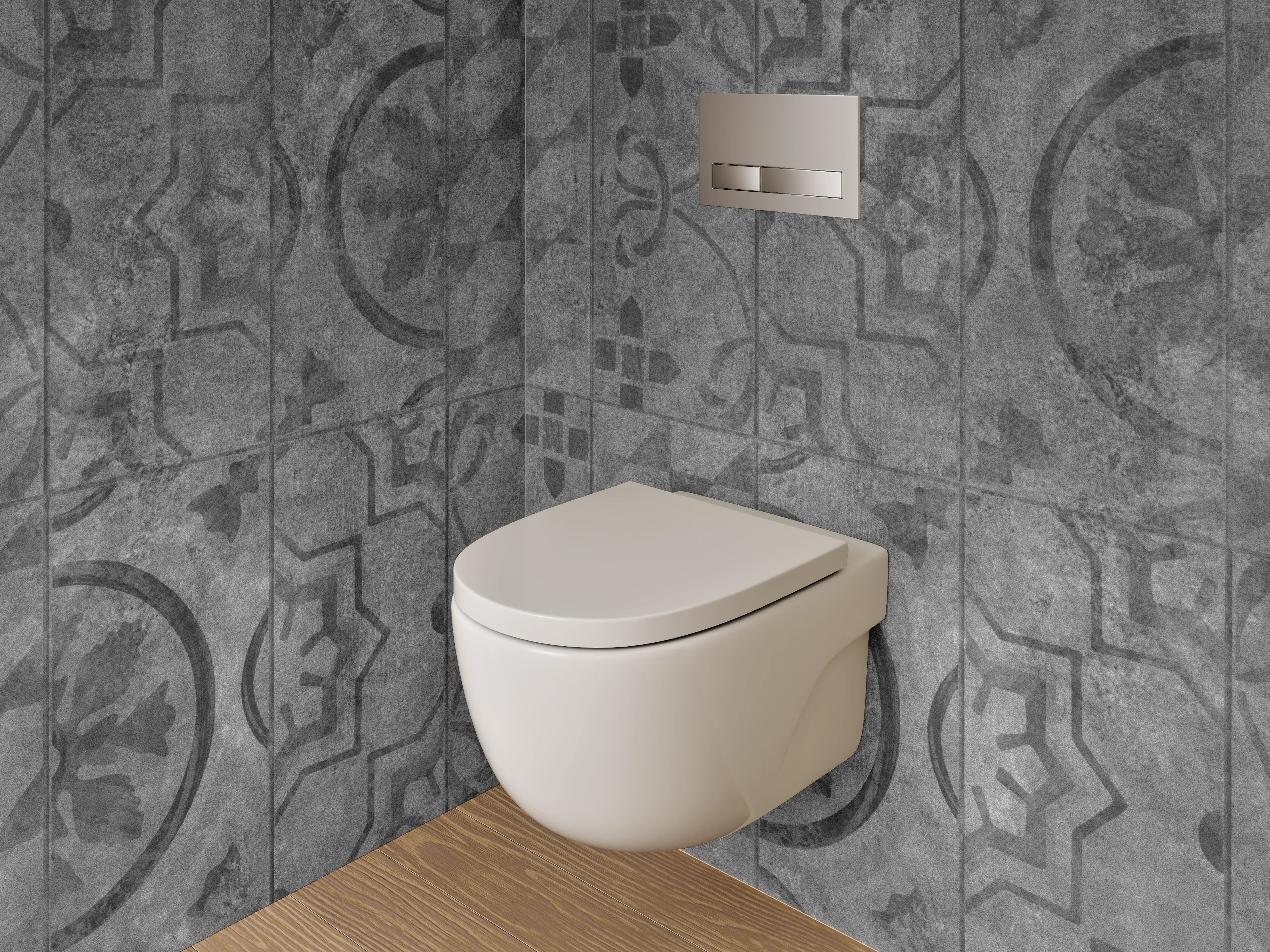 WC-Rückwand - Anthrazit Vintage Ornamente Mosaikfliesen