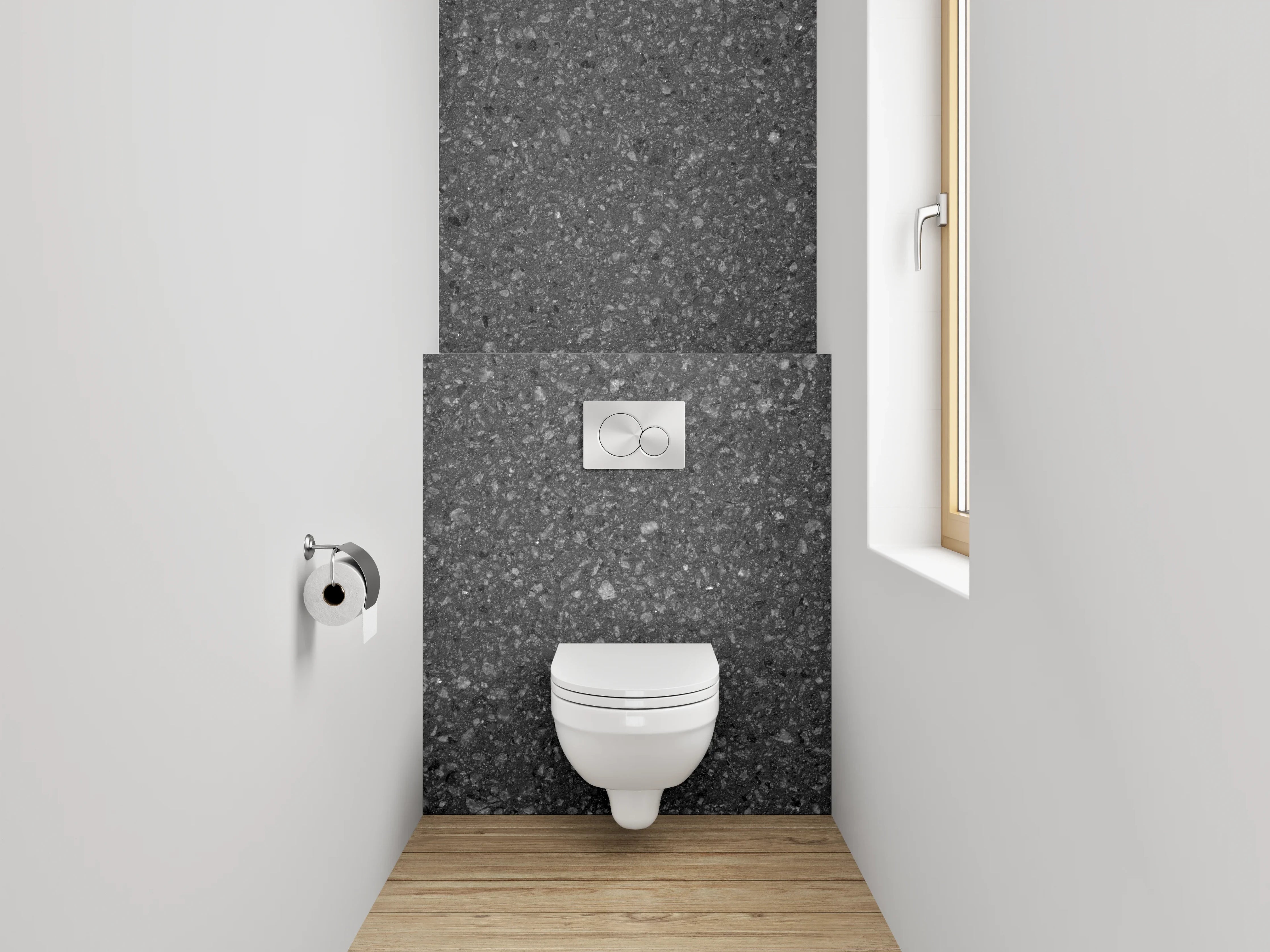 WC-Rückwand - Anthrazitfarbene Granitstruktur modern