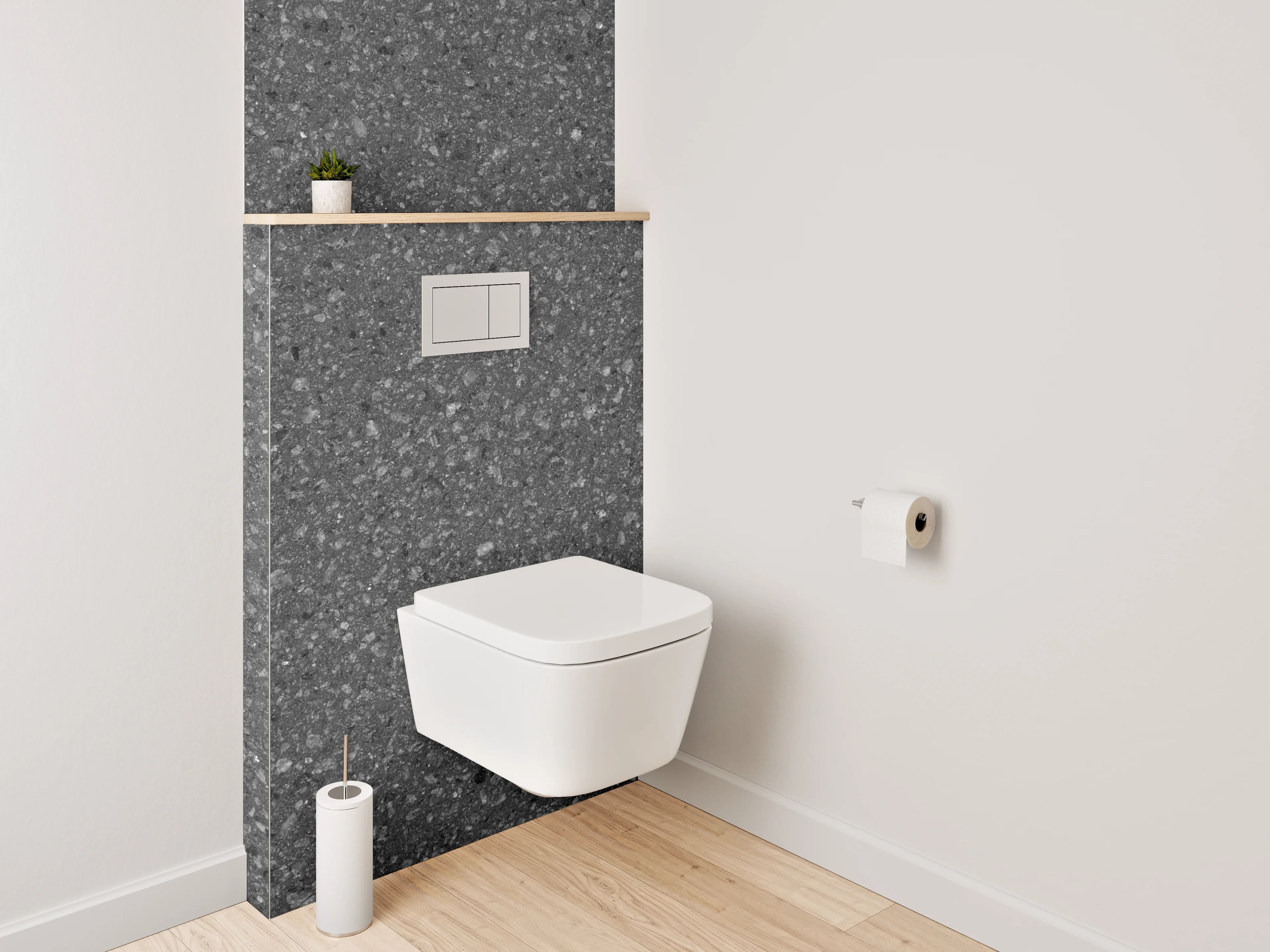 WC-Rückwand - Anthrazitfarbene Granitstruktur modern