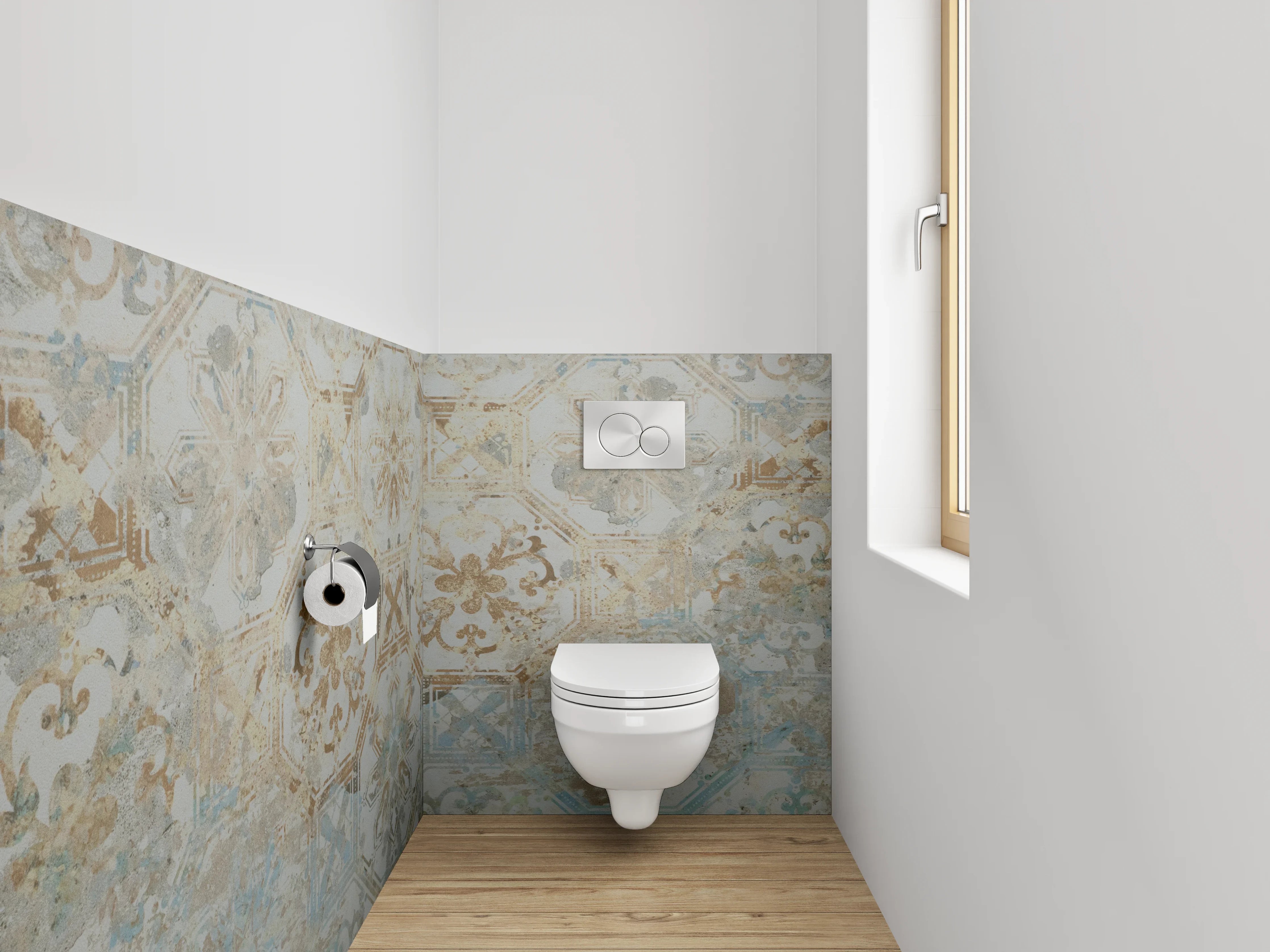 WC-Rückwand - Antike Fliesen im Vintage-Stil
