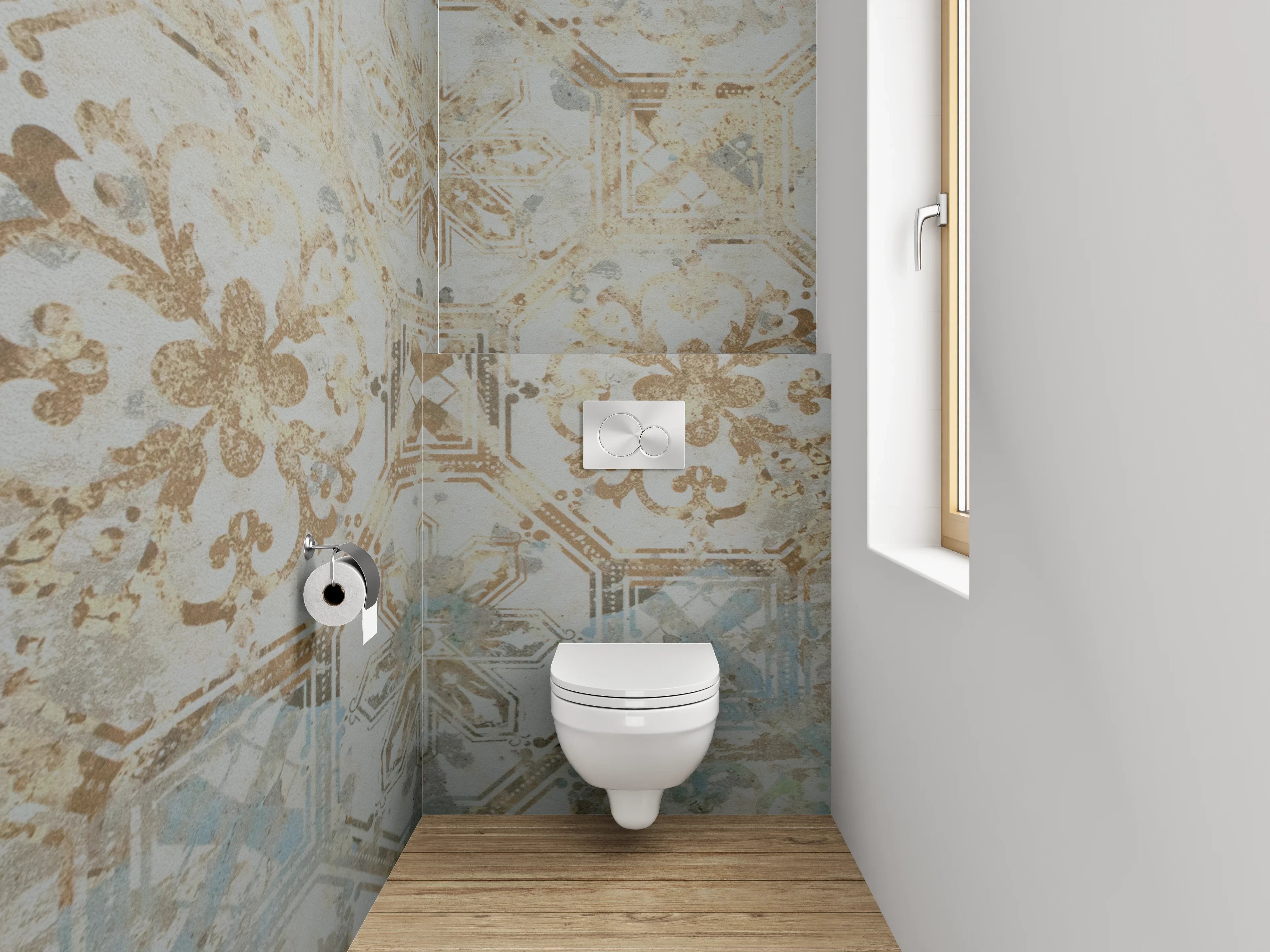 WC-Rückwand - Antike Fliesen im Vintage-Stil