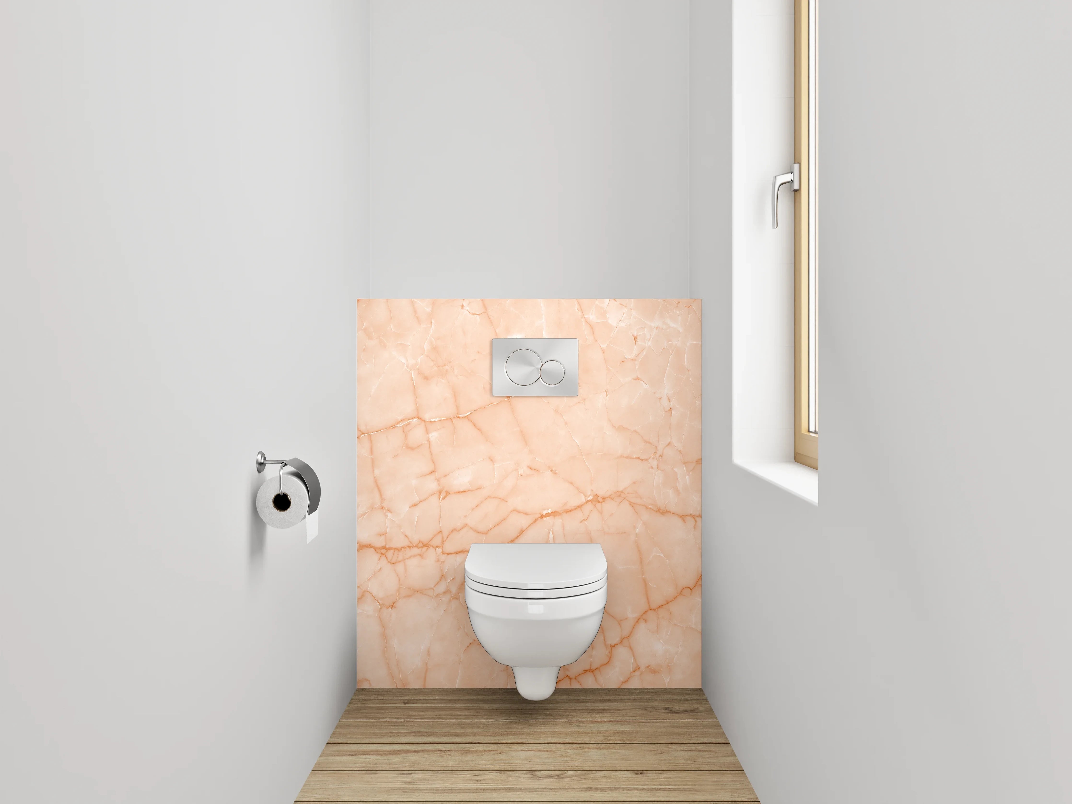 WC-Rückwand - Apricotfarbener Marmor mit Naturadern