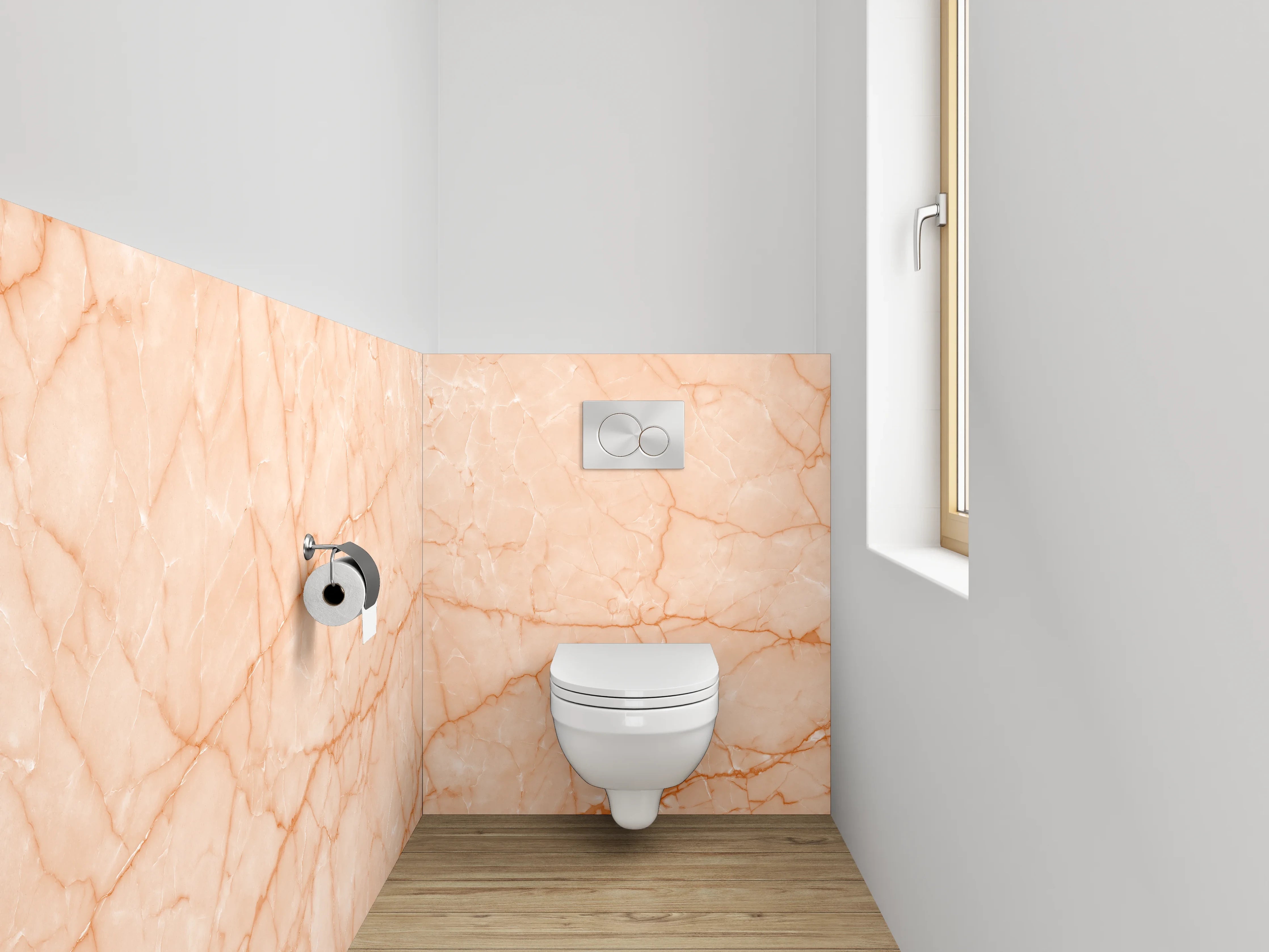 WC-Rückwand - Apricotfarbener Marmor mit Naturadern