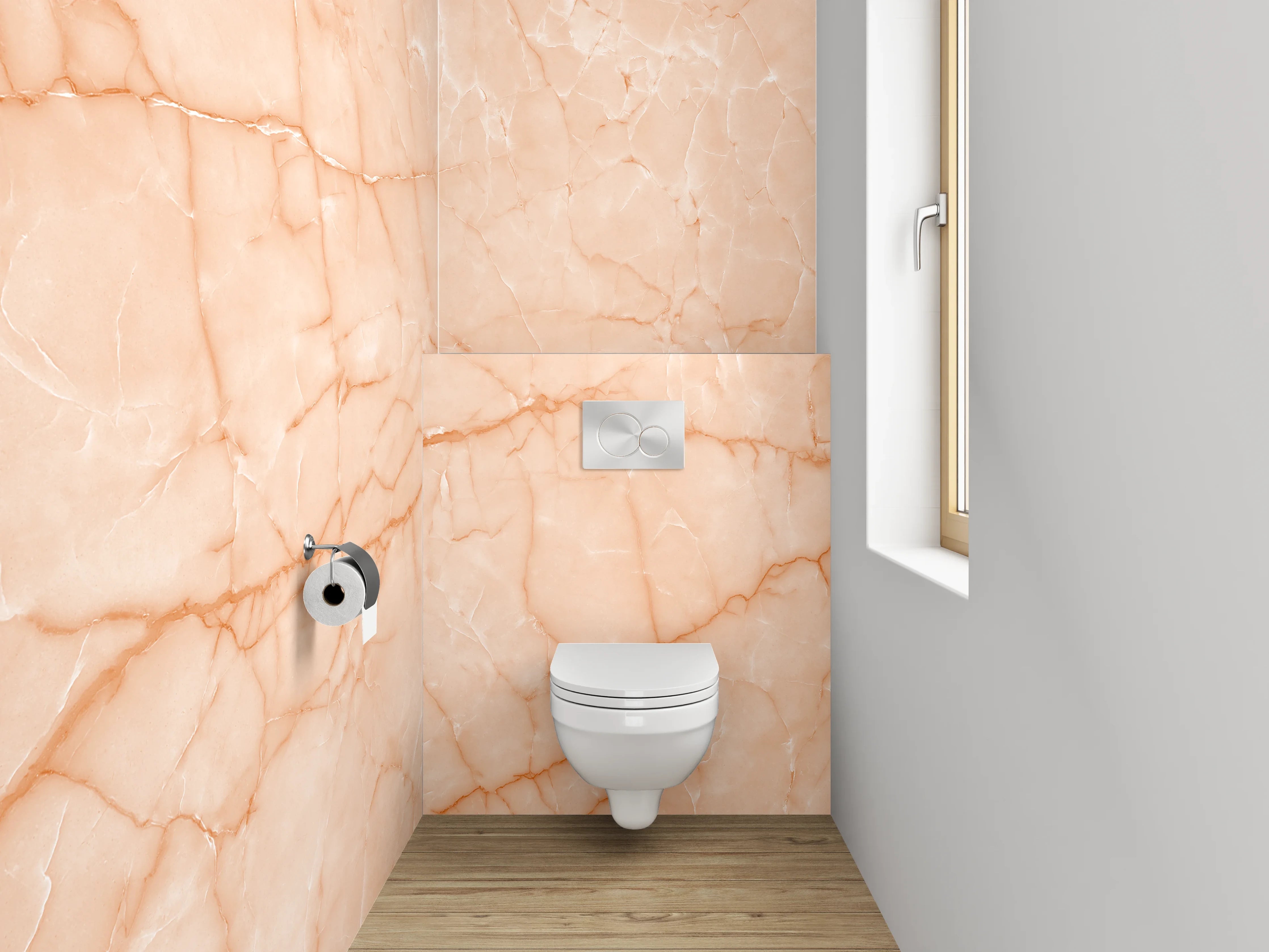 WC-Rückwand - Apricotfarbener Marmor mit Naturadern