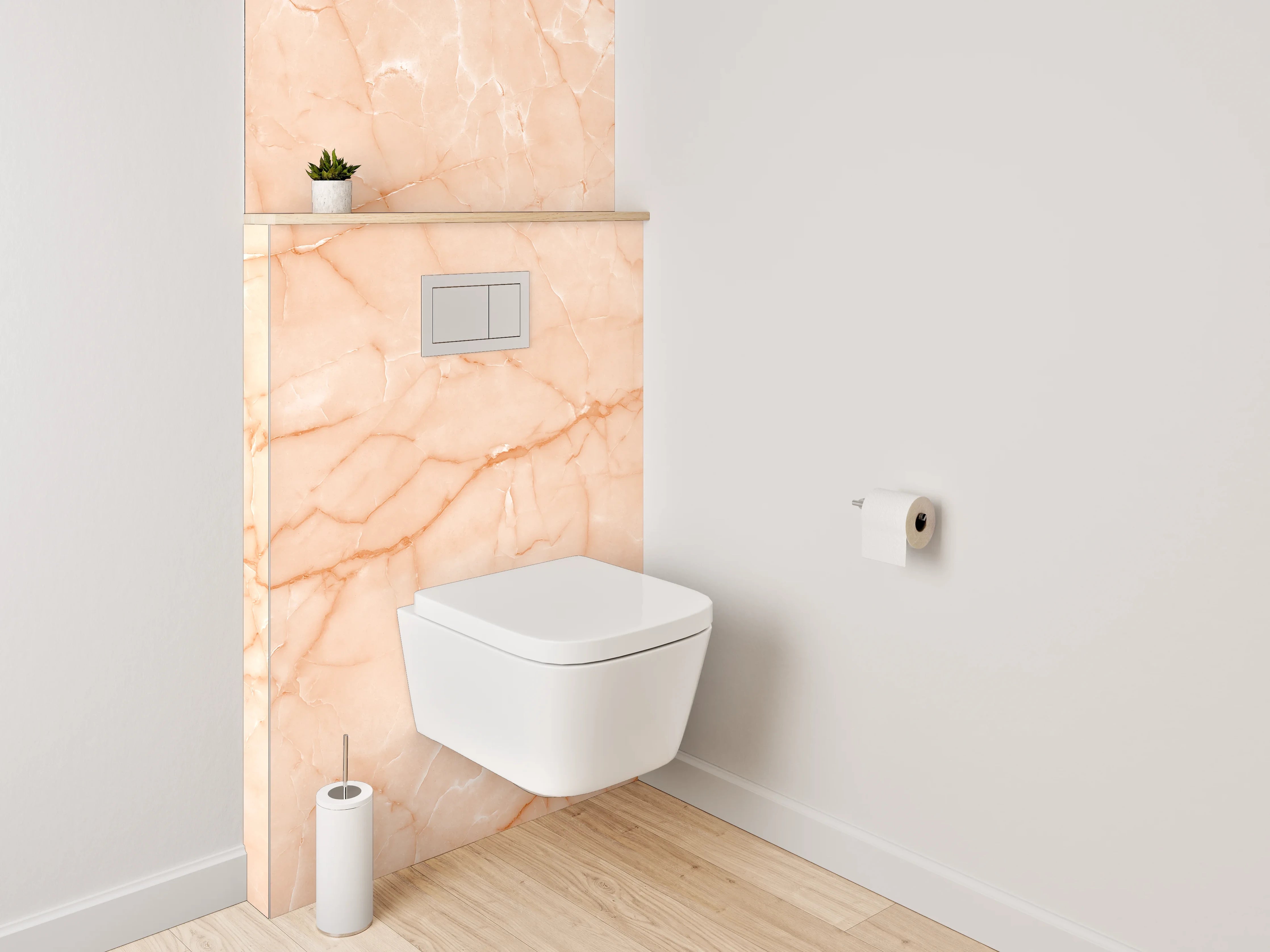 WC-Rückwand - Apricotfarbener Marmor mit Naturadern