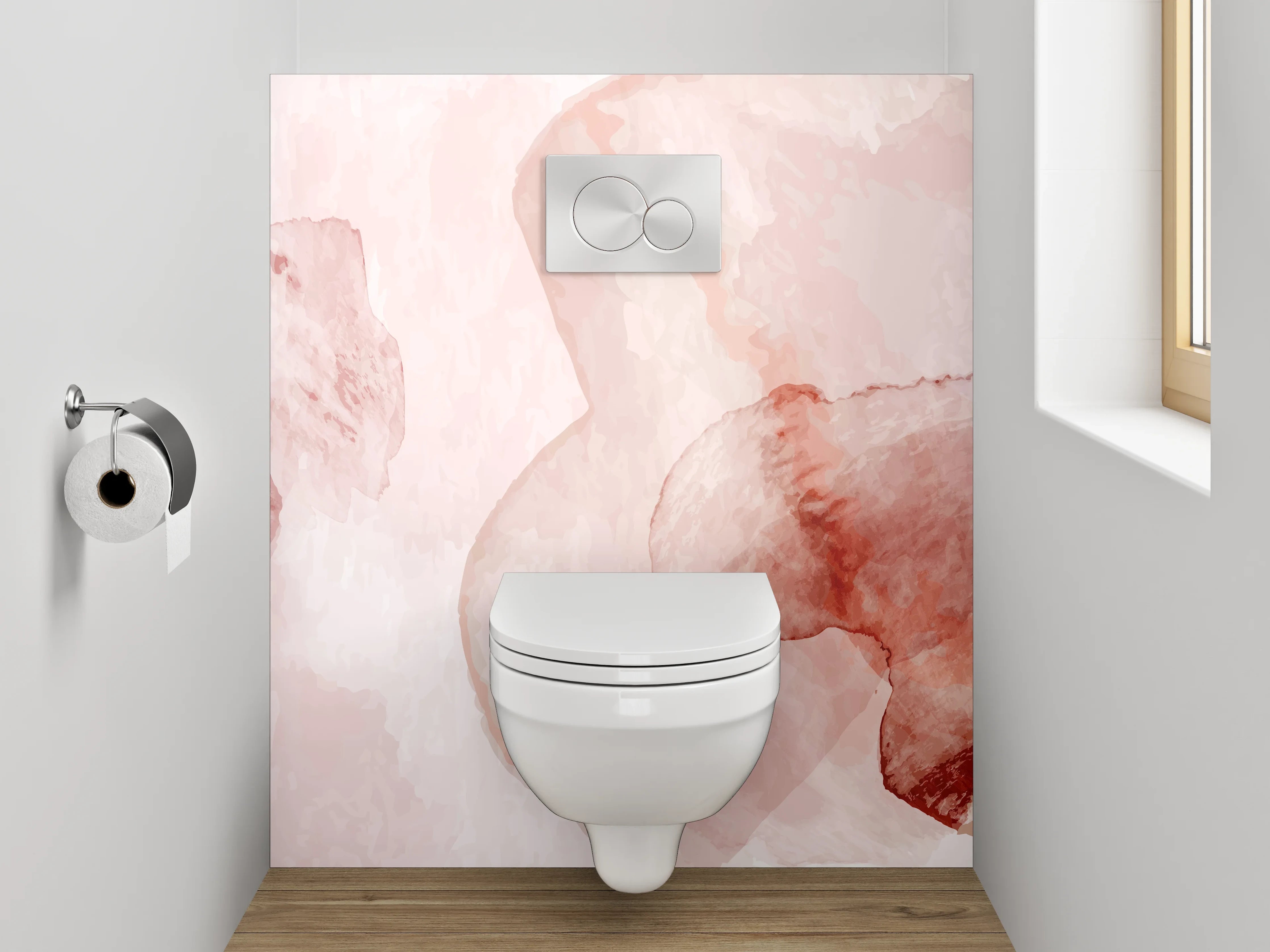 WC-Rückwand - Aquarell Abstrakt Rosa Beige