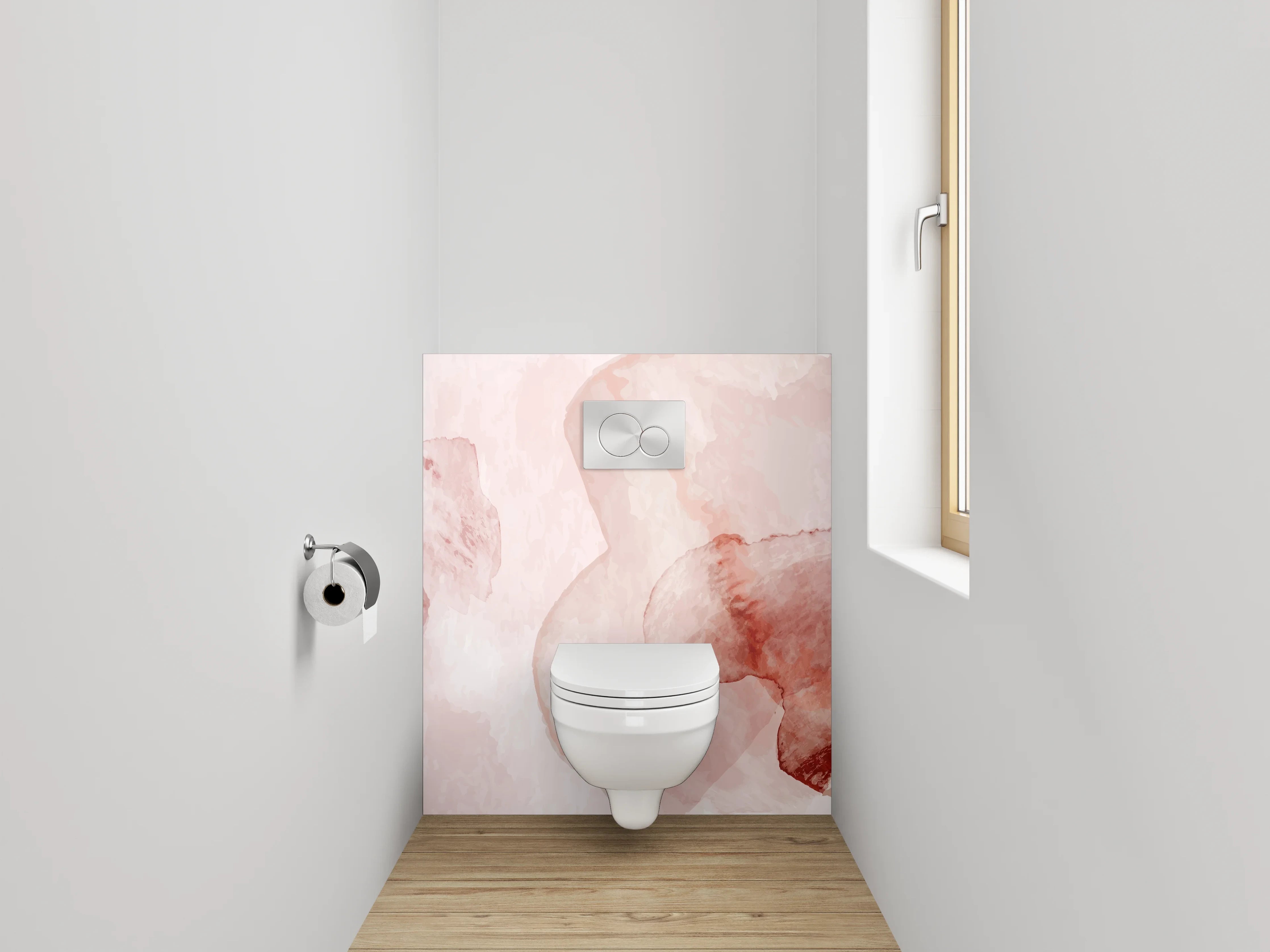 WC-Rückwand - Aquarell Abstrakt Rosa Beige