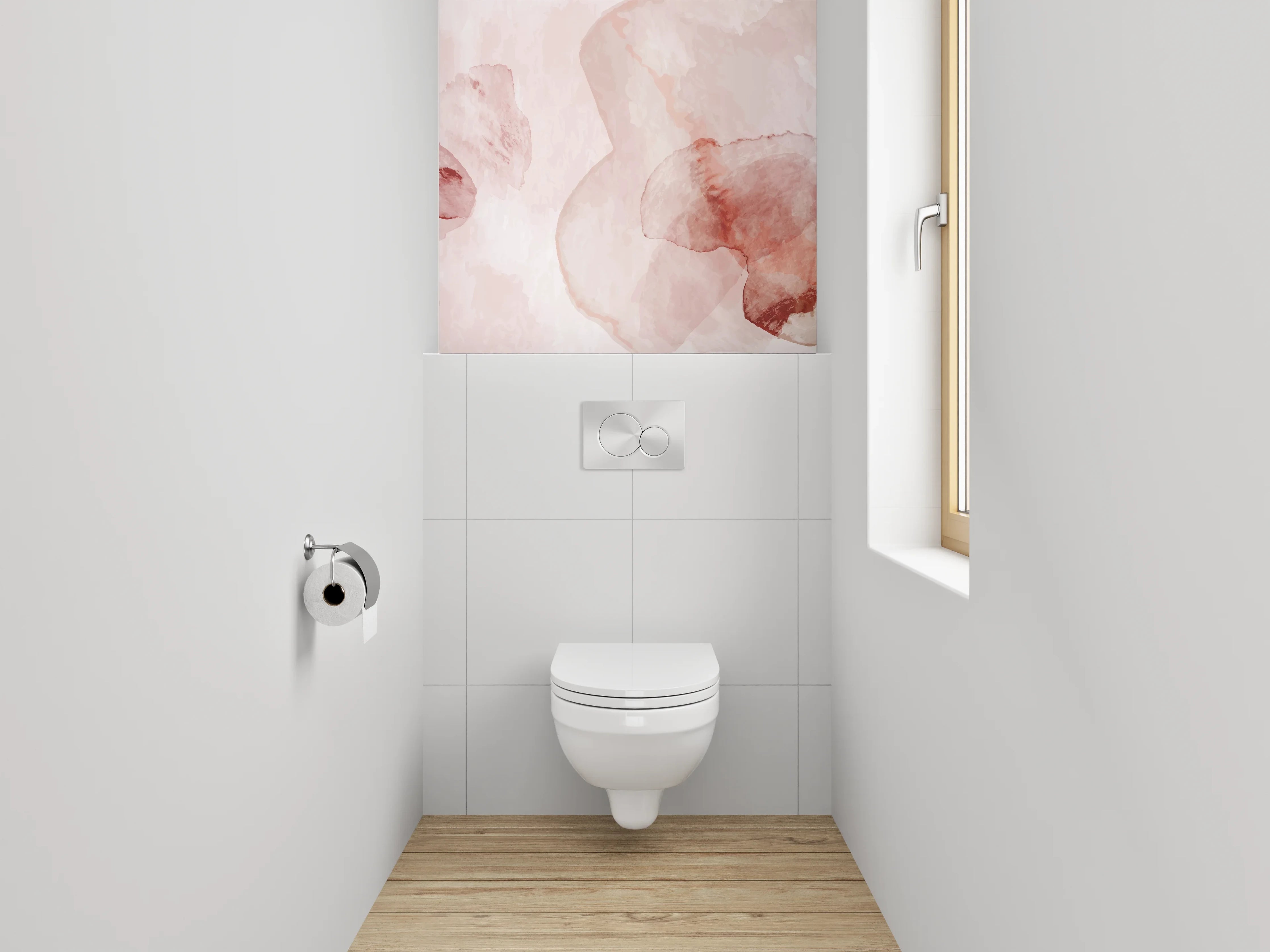 WC-Rückwand - Aquarell Abstrakt Rosa Beige