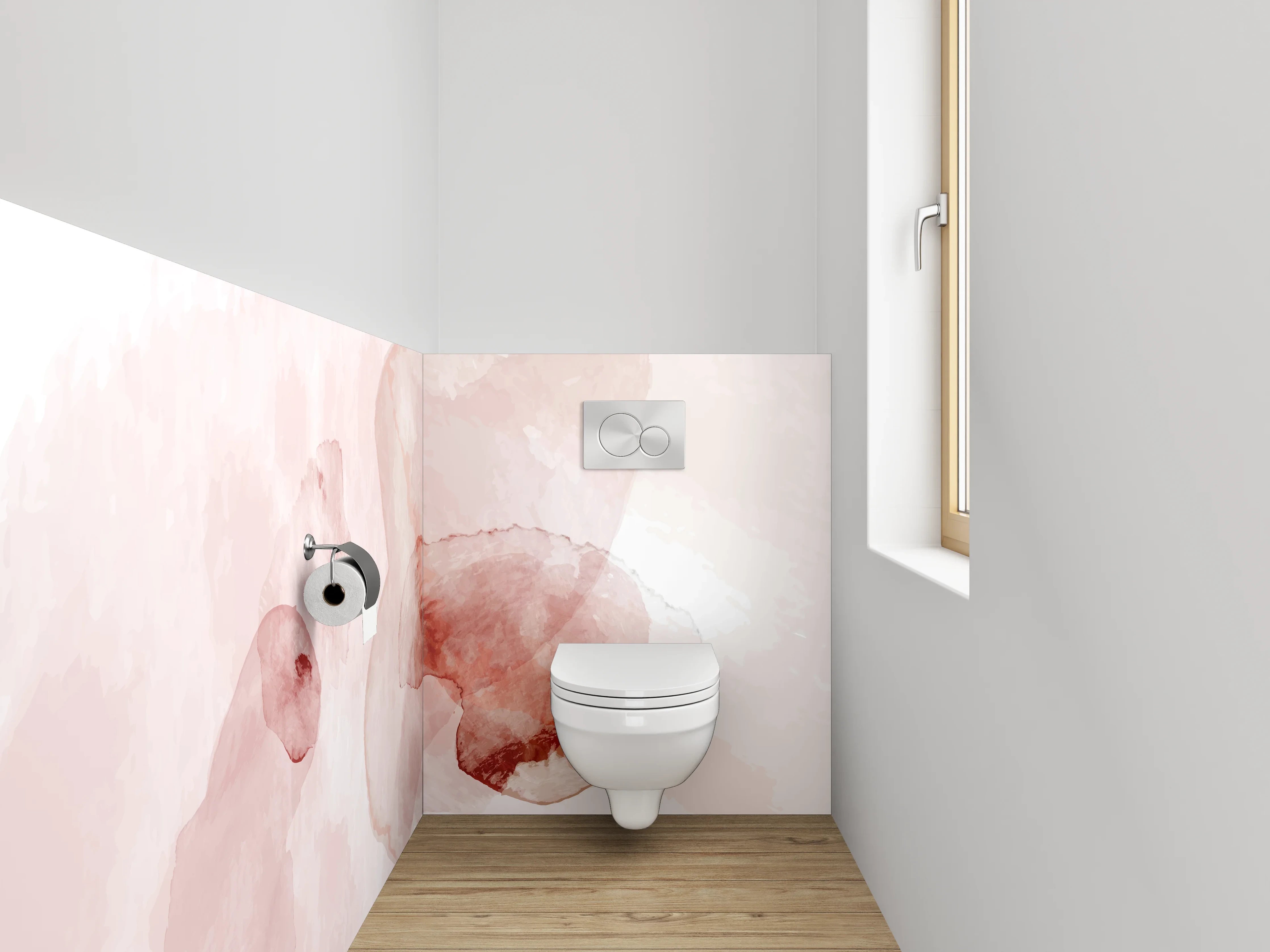 WC-Rückwand - Aquarell Abstrakt Rosa Beige
