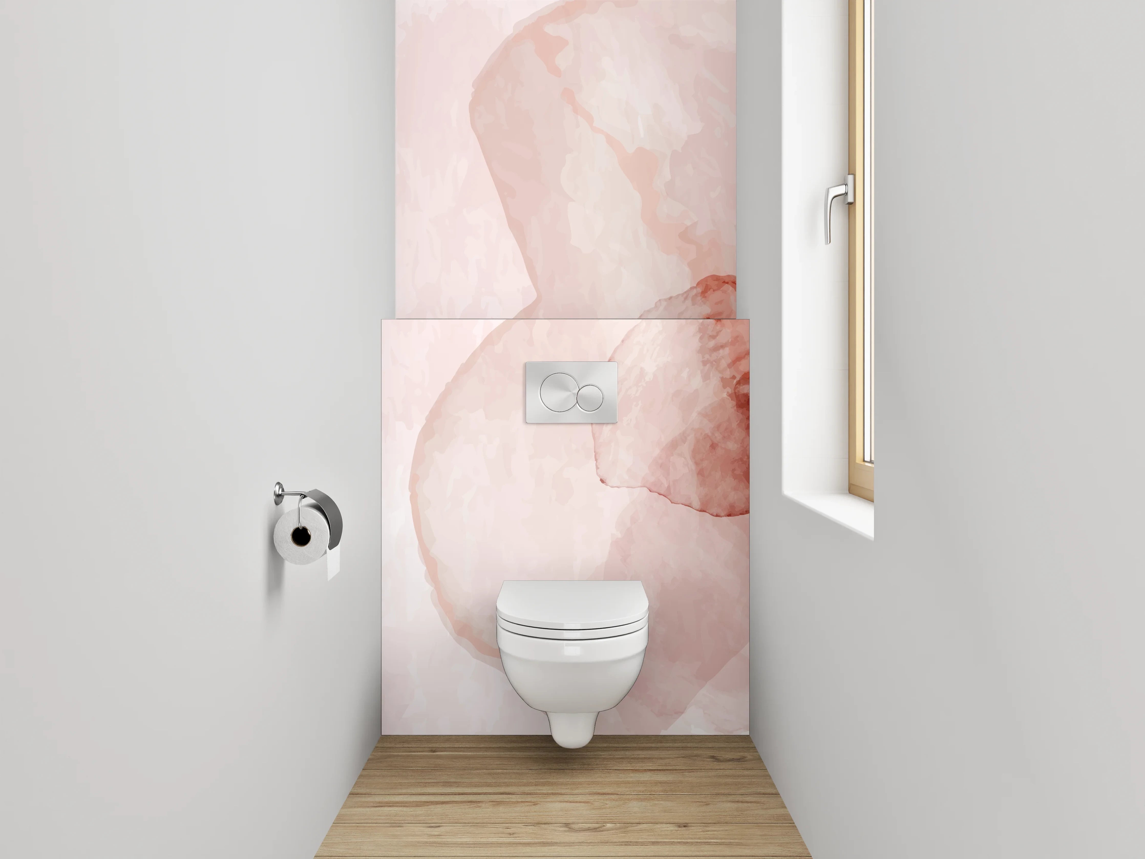 WC-Rückwand - Aquarell Abstrakt Rosa Beige