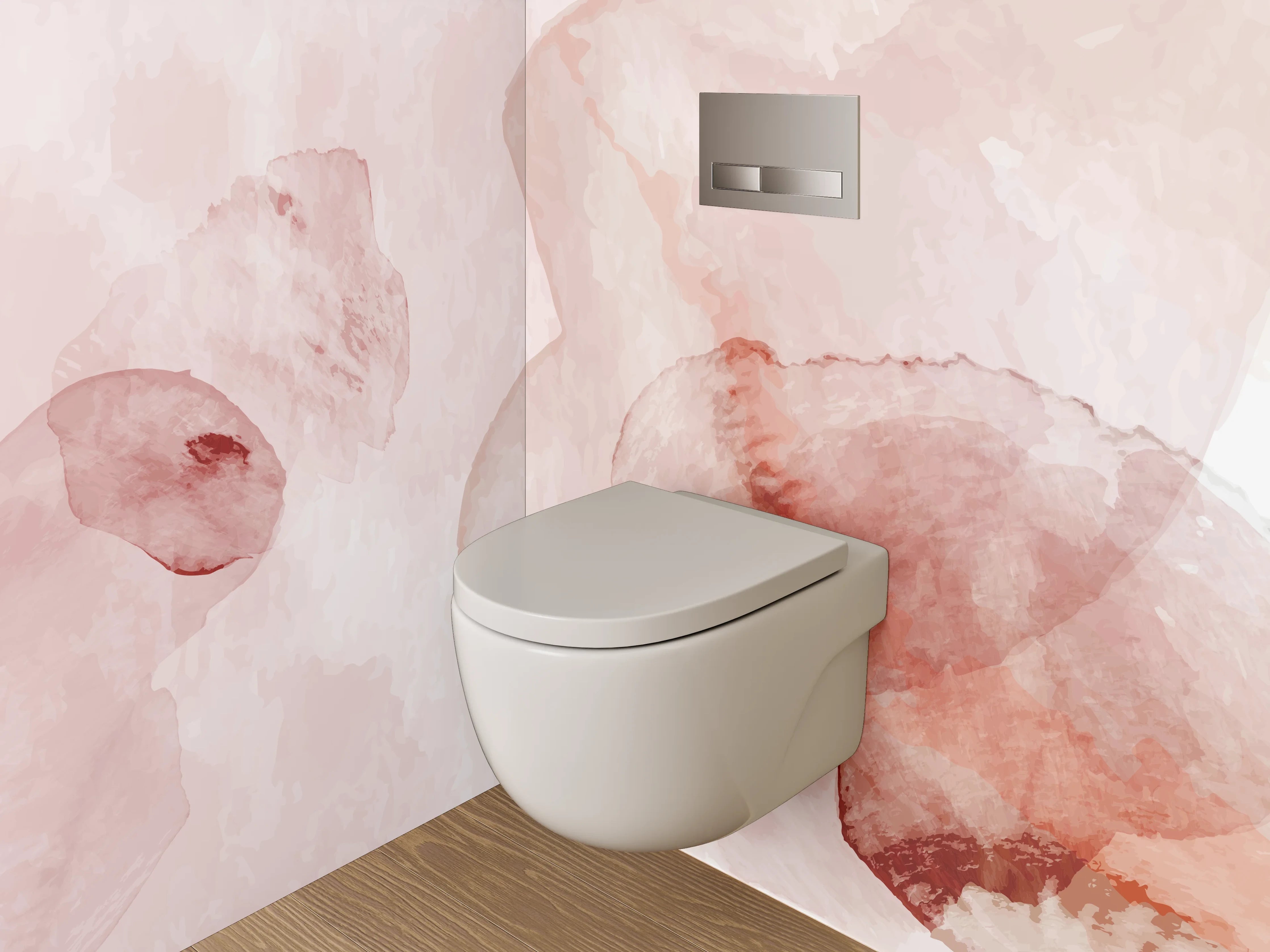 WC-Rückwand - Aquarell Abstrakt Rosa Beige