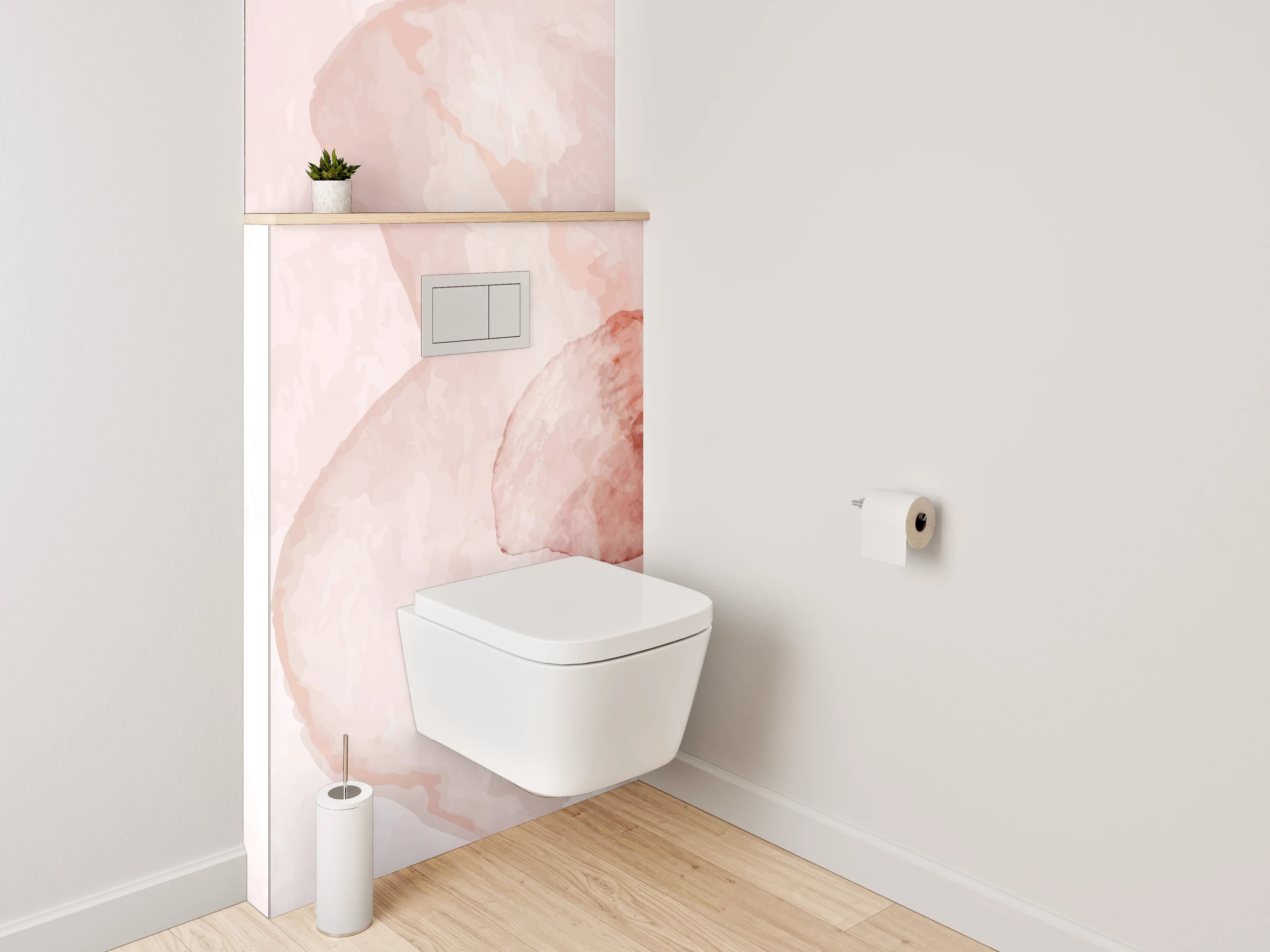 WC-Rückwand - Aquarell Abstrakt Rosa Beige