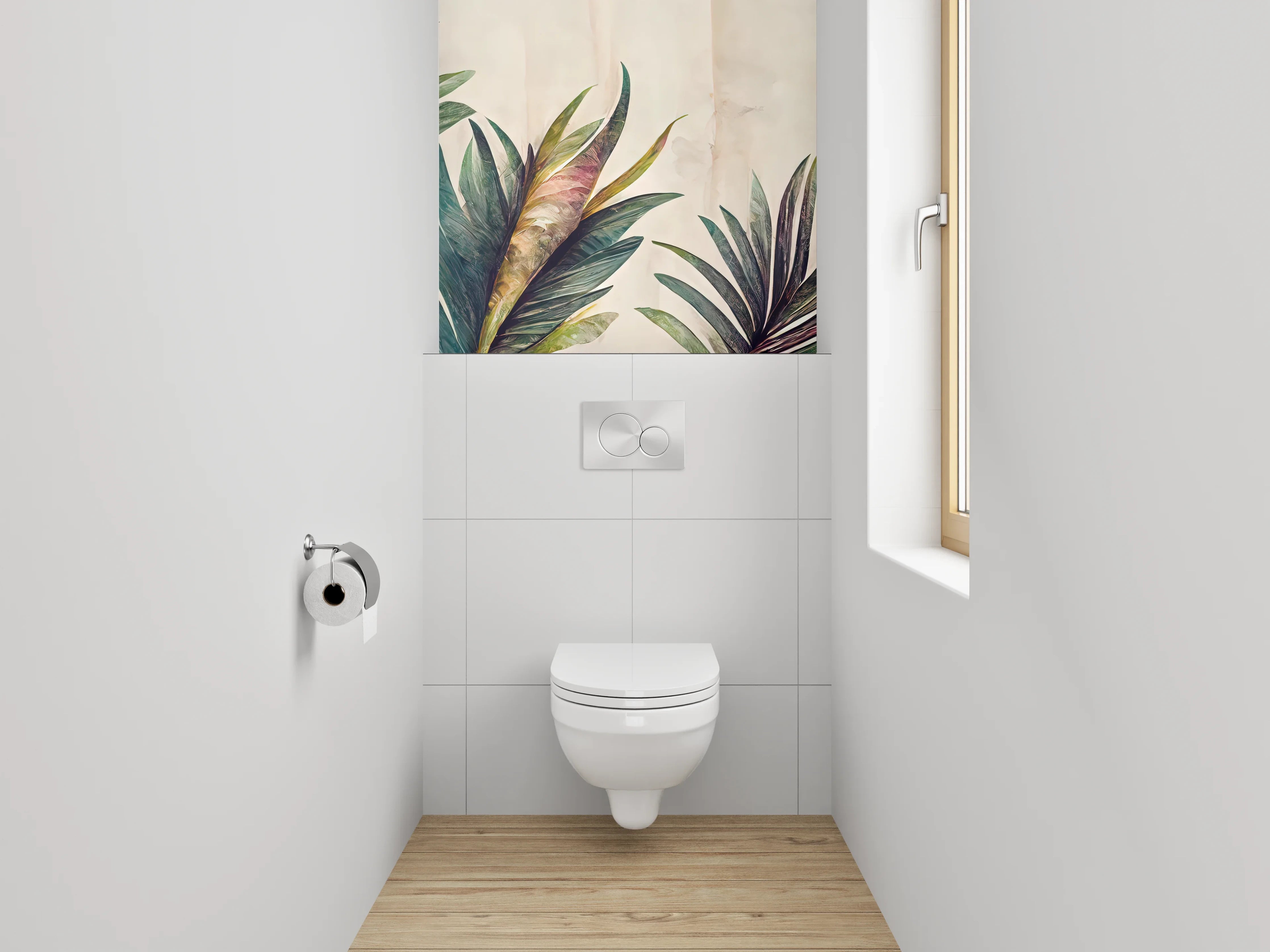 WC-Rückwand - Aquarell Blätter Tropisch Natur