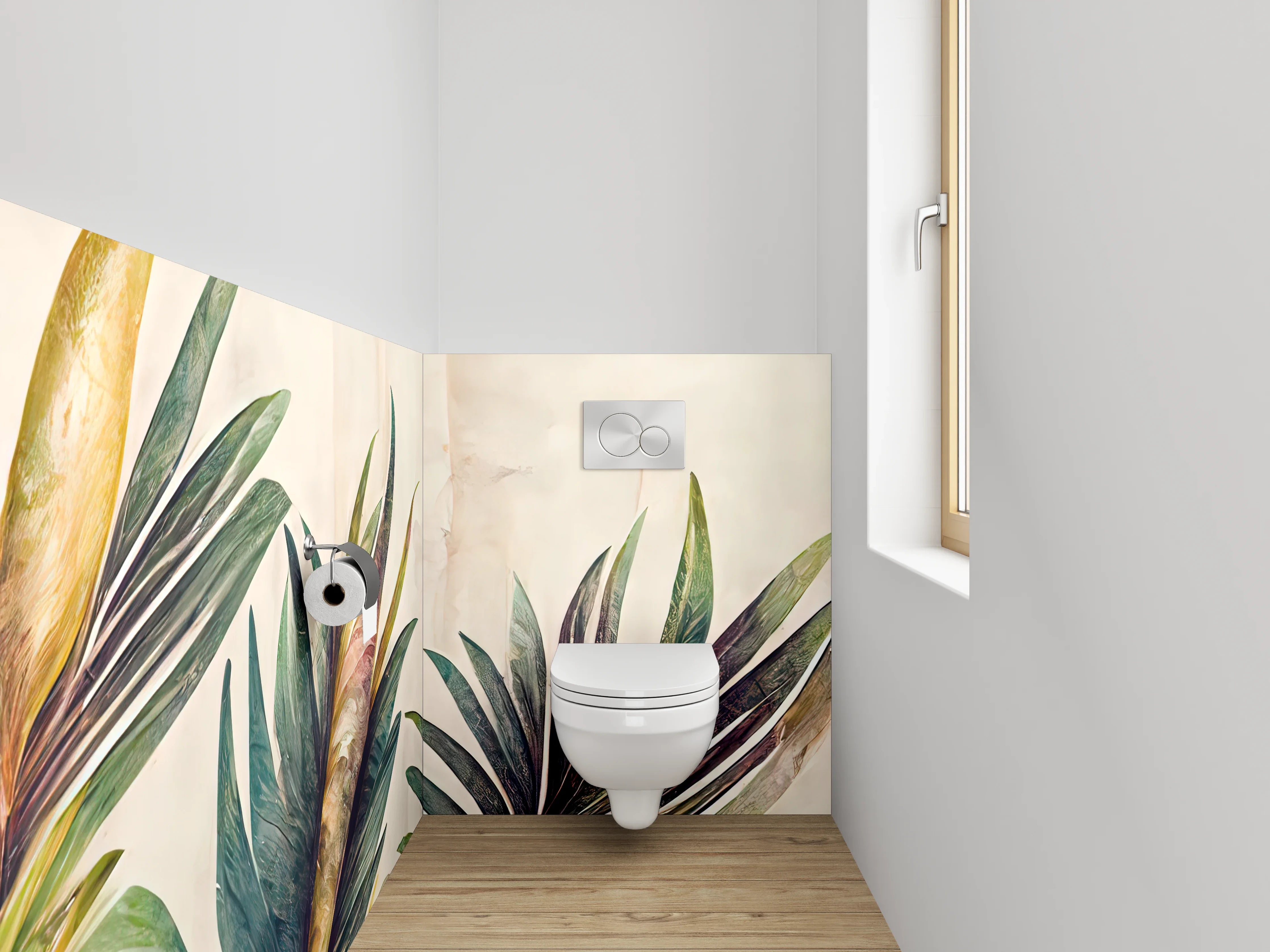 WC-Rückwand - Aquarell Blätter Tropisch Natur