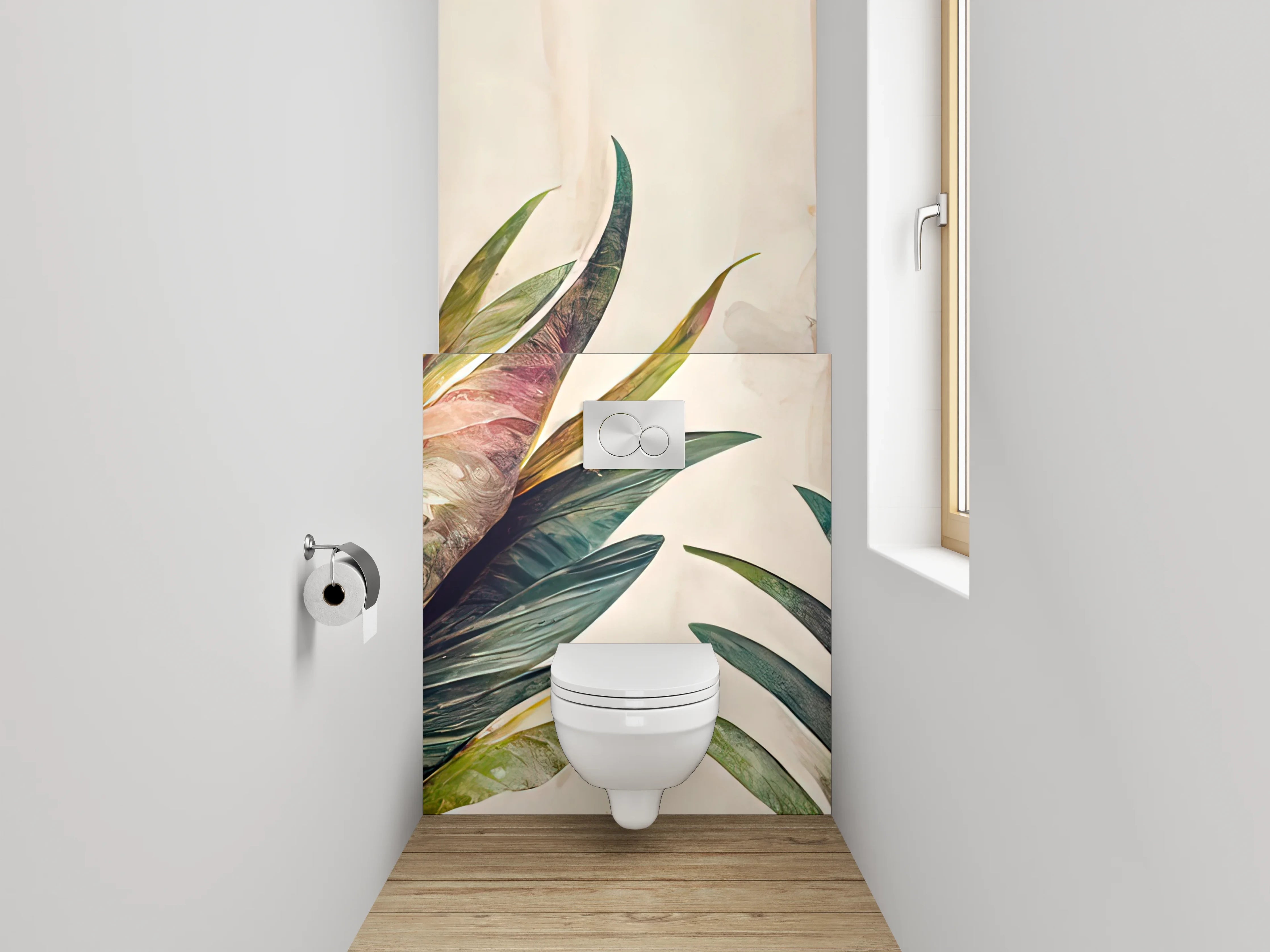 WC-Rückwand - Aquarell Blätter Tropisch Natur