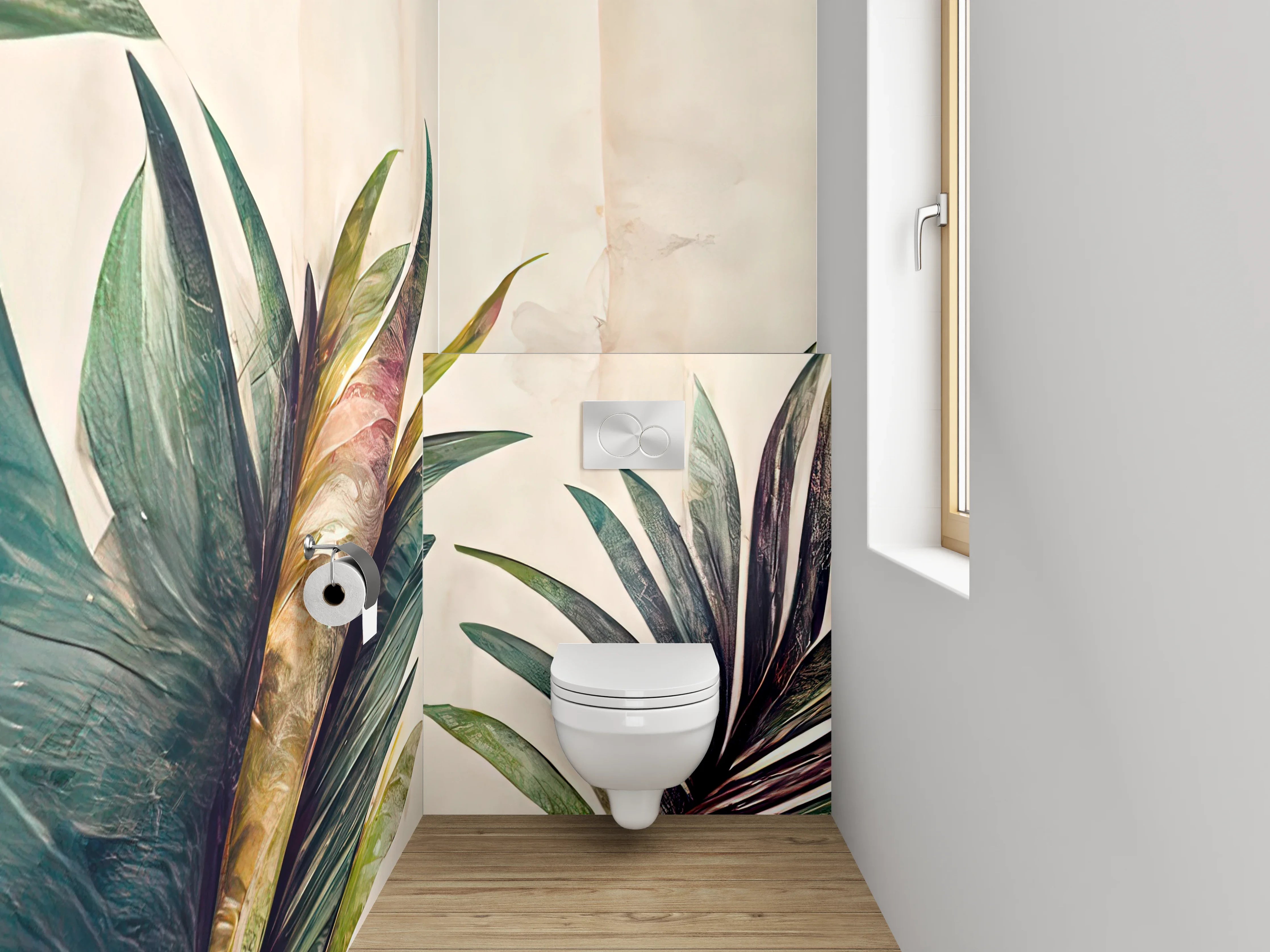 WC-Rückwand - Aquarell Blätter Tropisch Natur