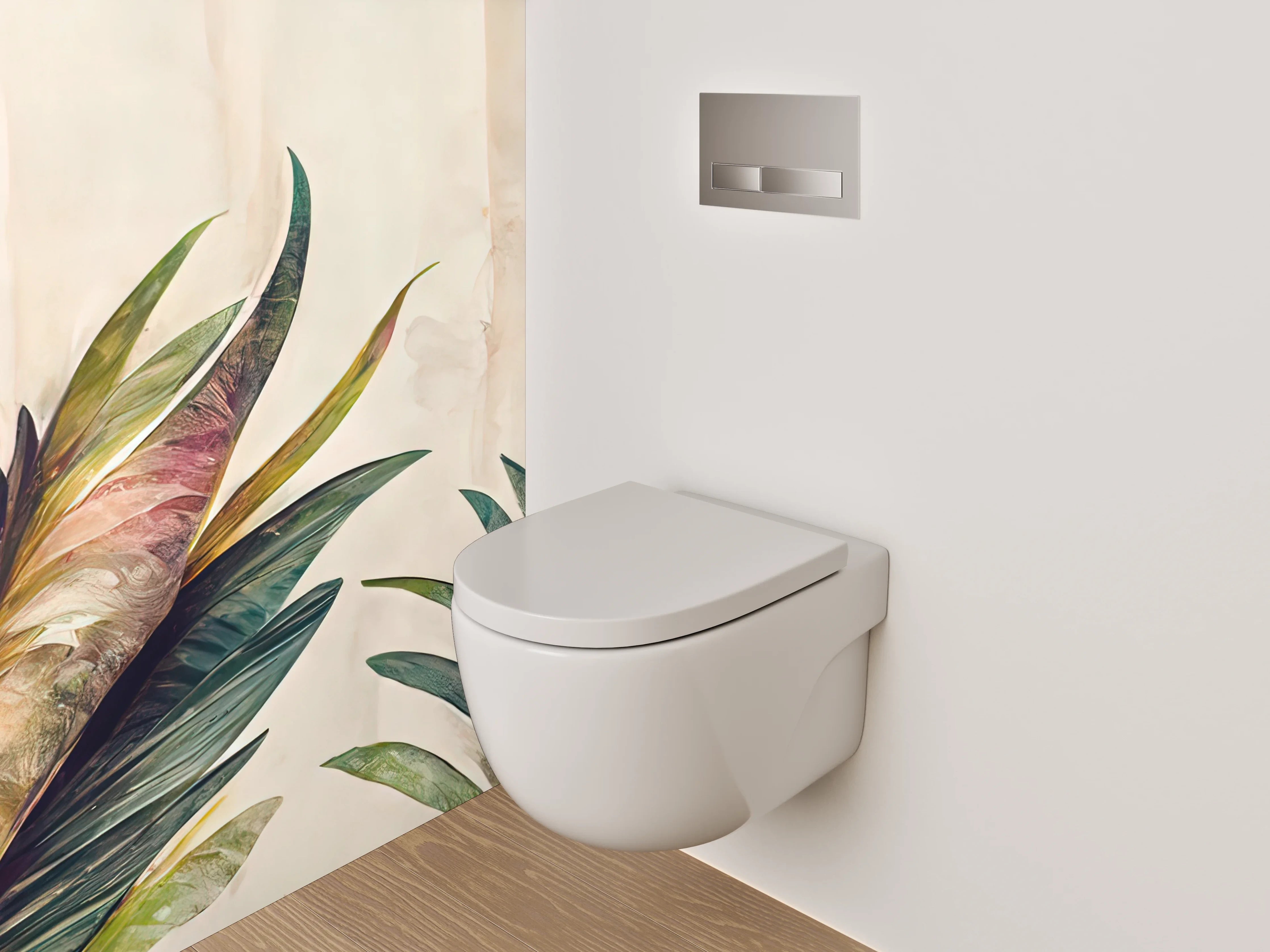 WC-Rückwand - Aquarell Blätter Tropisch Natur