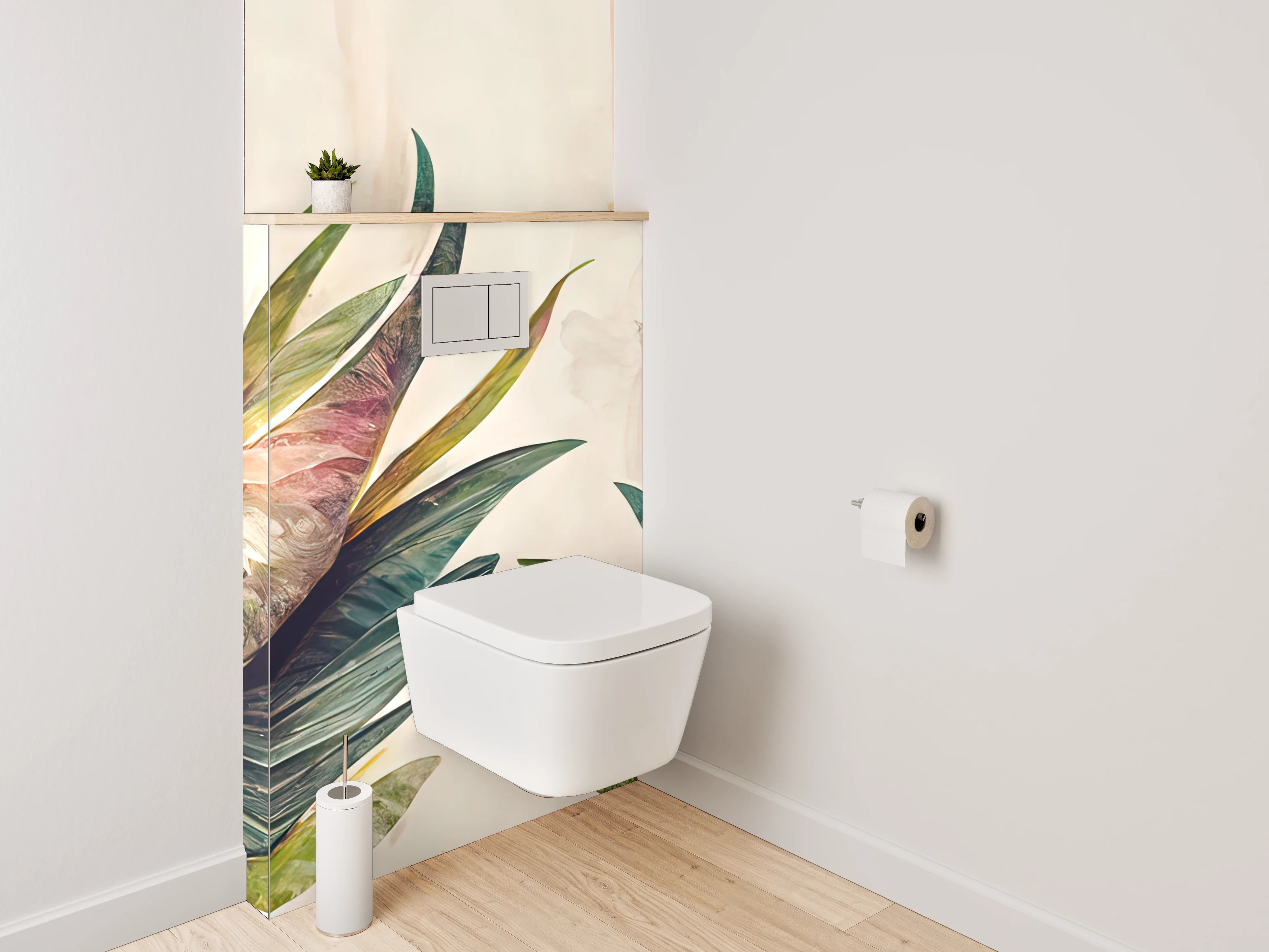 WC-Rückwand - Aquarell Blätter Tropisch Natur