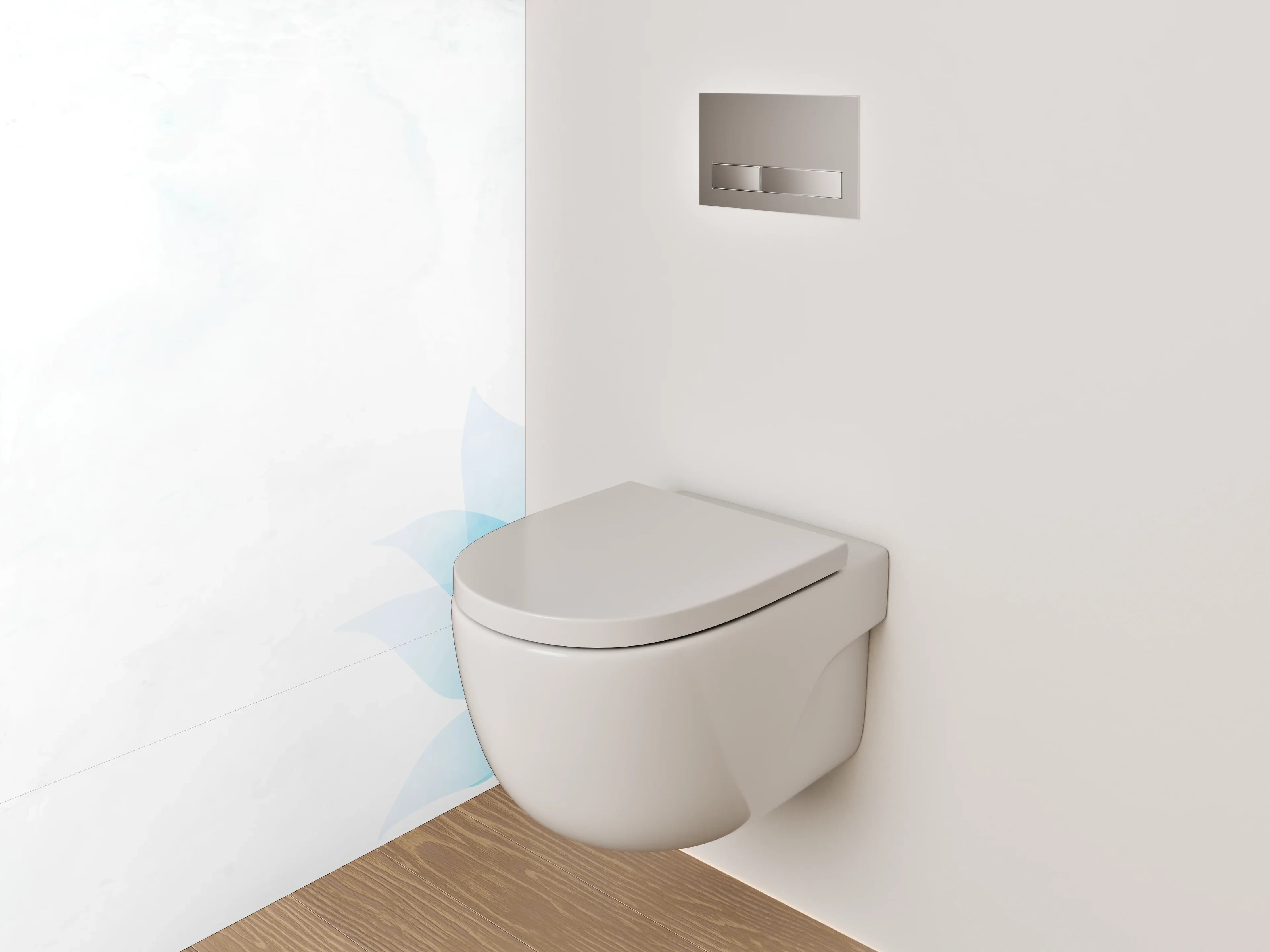 WC-Rückwand - Aquarell-Blaue Lotusblüten auf Weiß