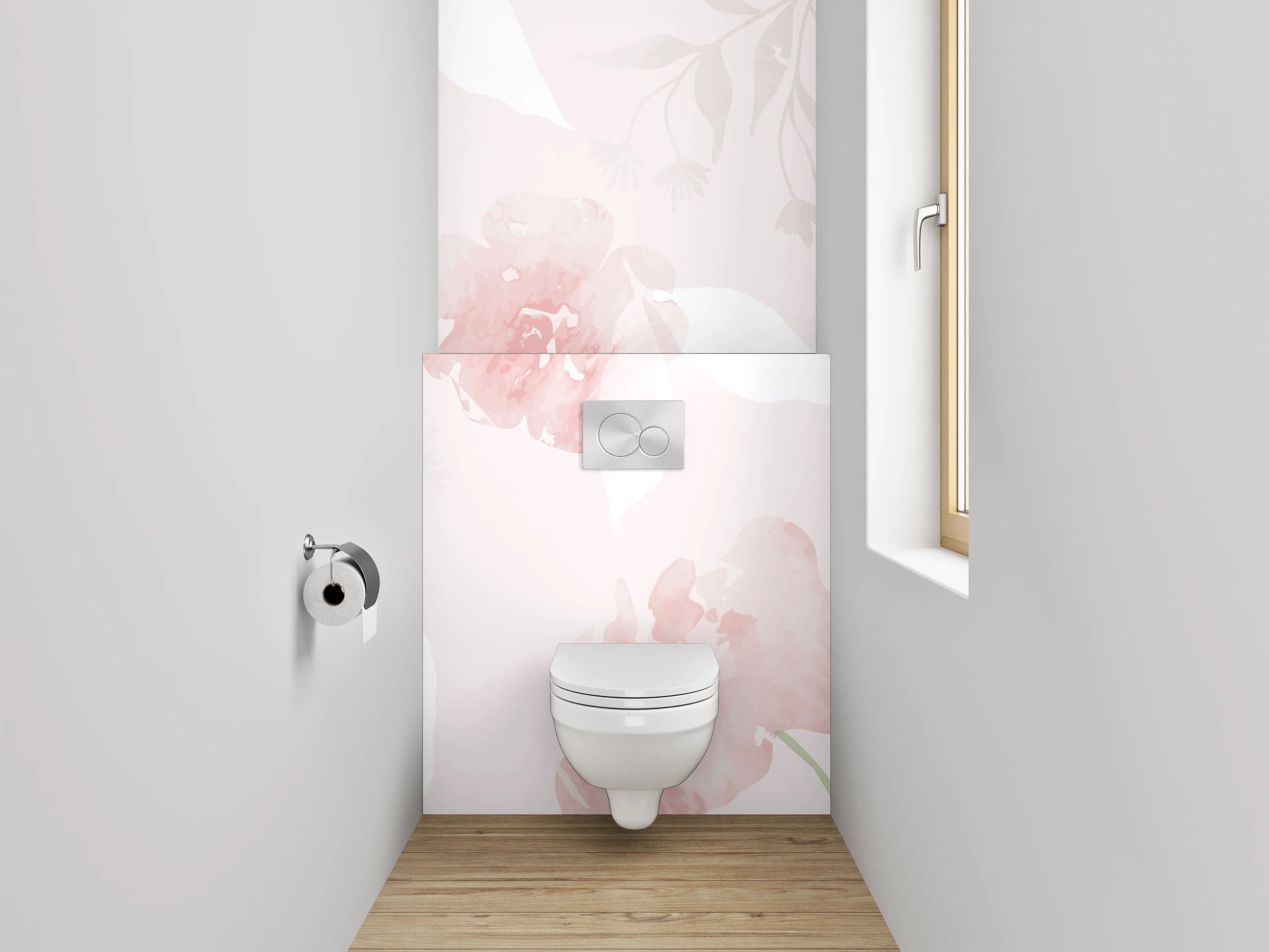 WC-Rückwand - Aquarell Blüten Pastellrosa Dekor