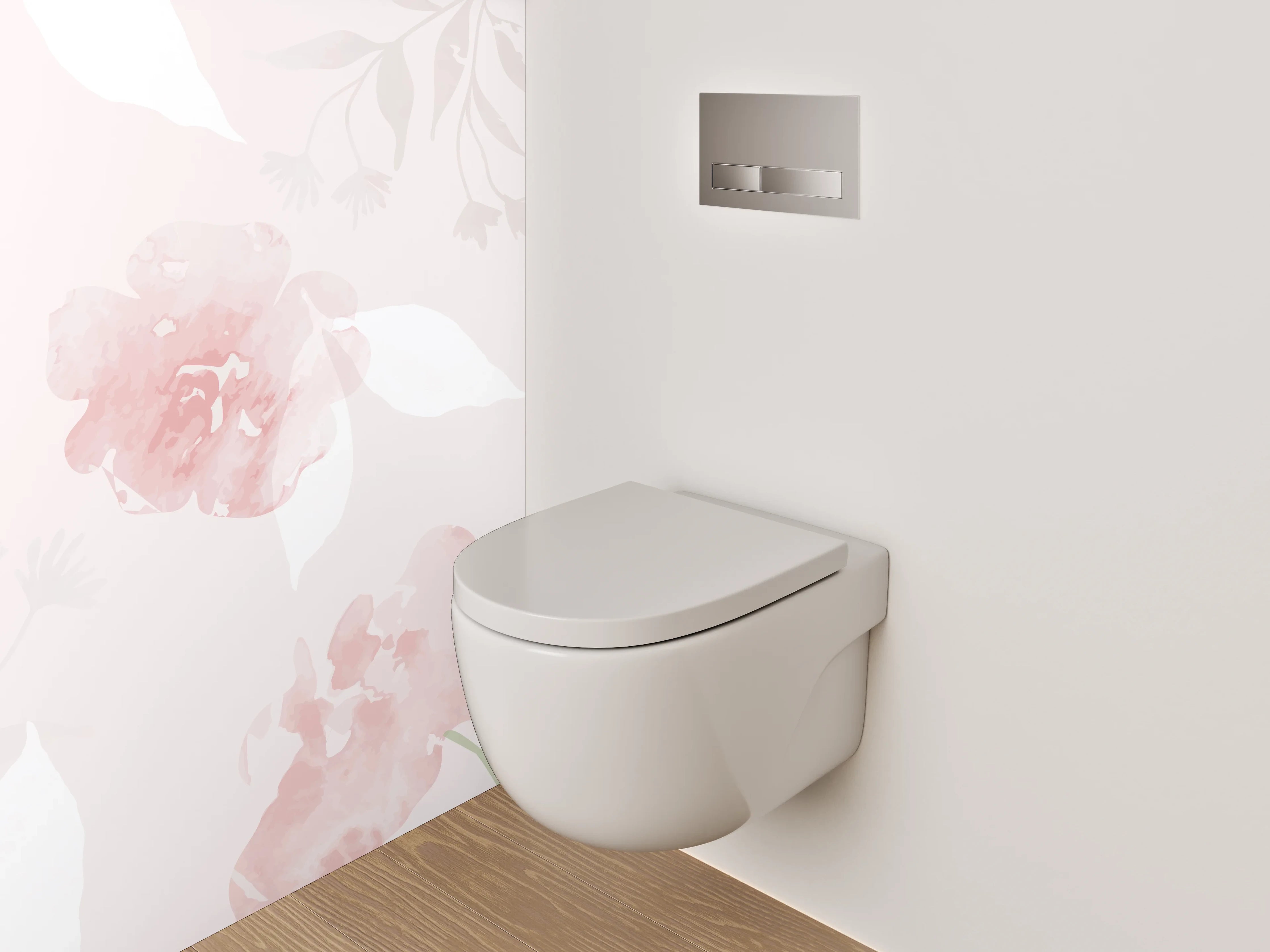 WC-Rückwand - Aquarell Blüten Pastellrosa Dekor