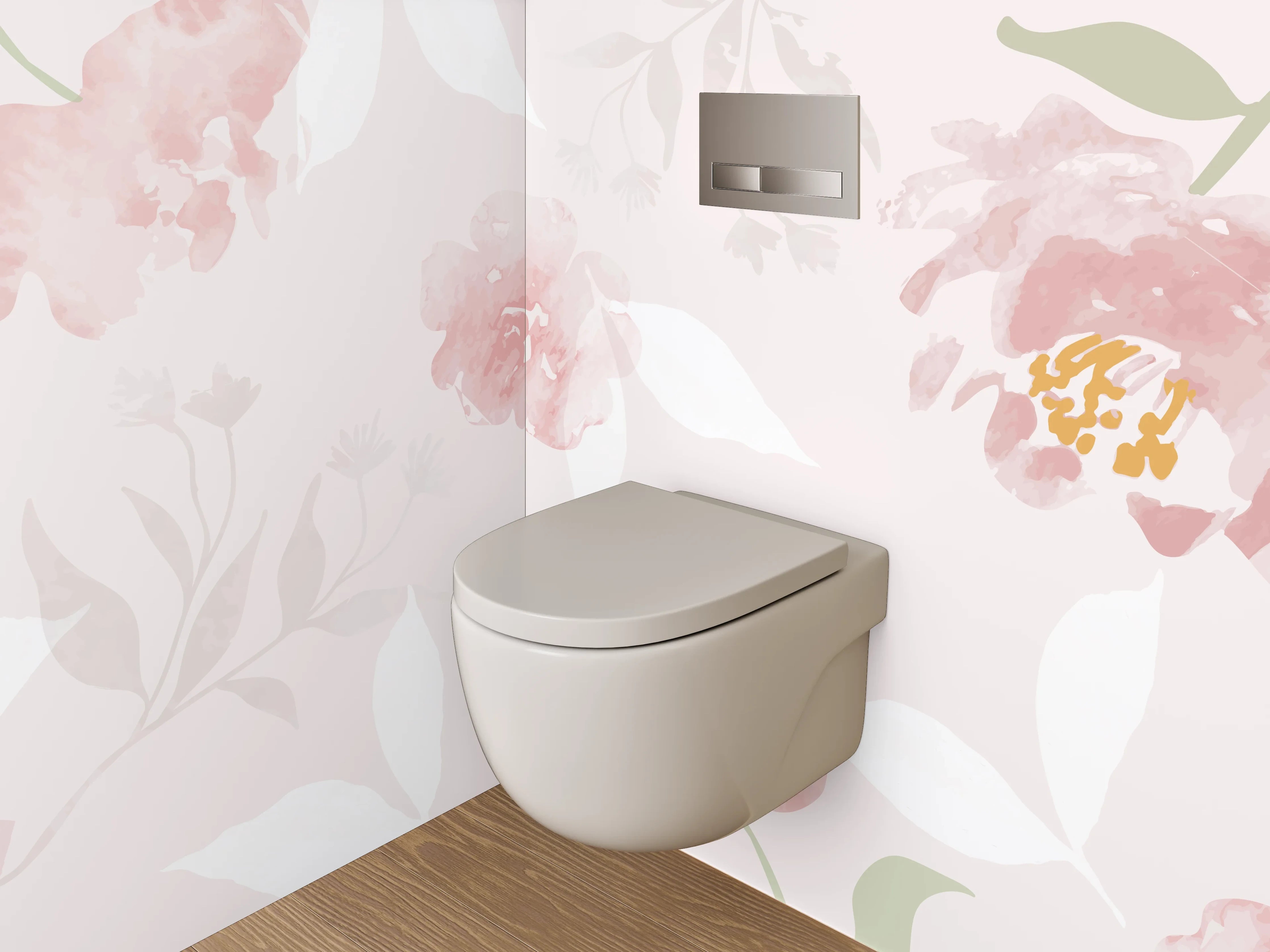 WC-Rückwand - Aquarell Blüten Pastellrosa Dekor