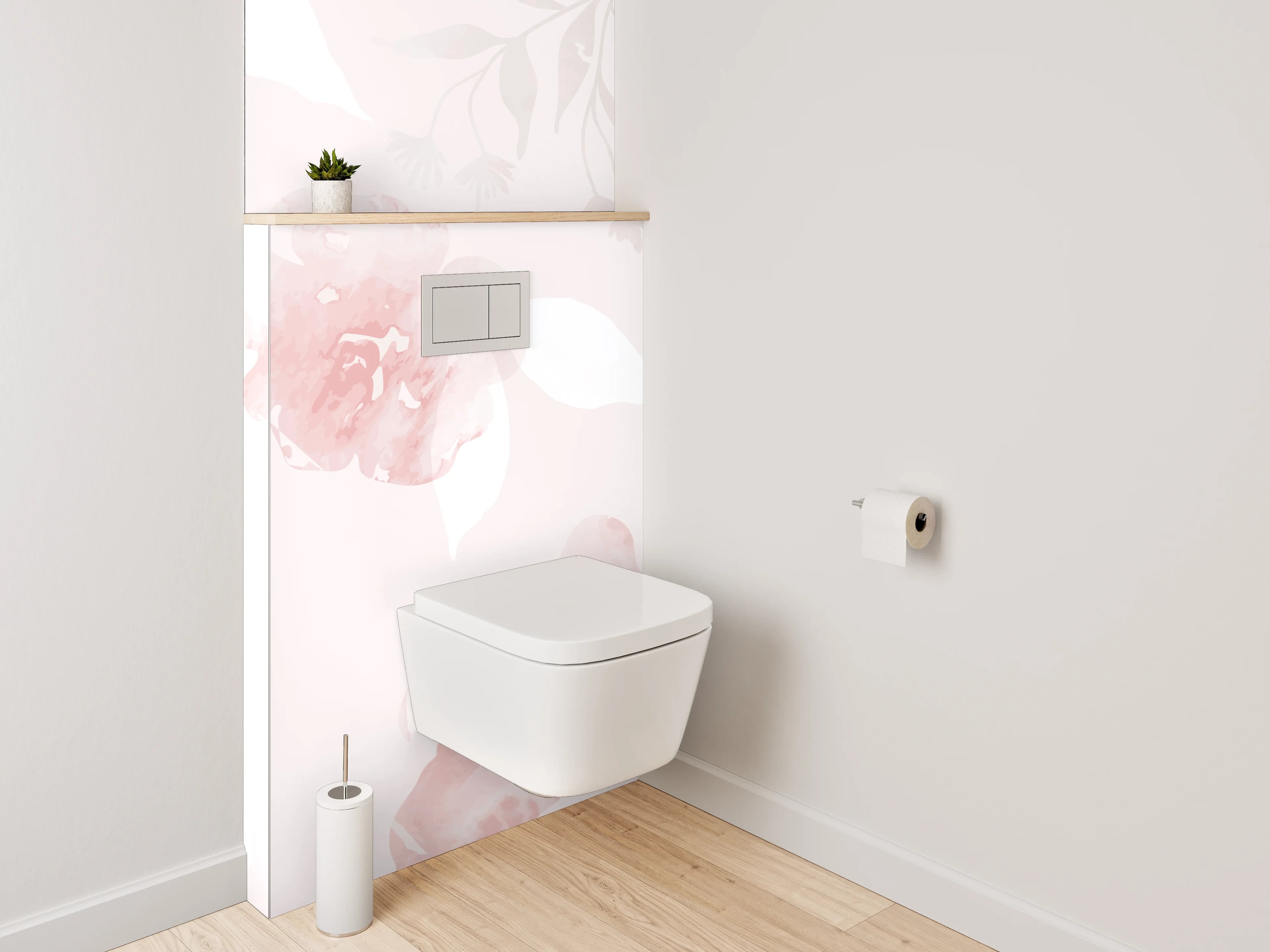 WC-Rückwand - Aquarell Blüten Pastellrosa Dekor