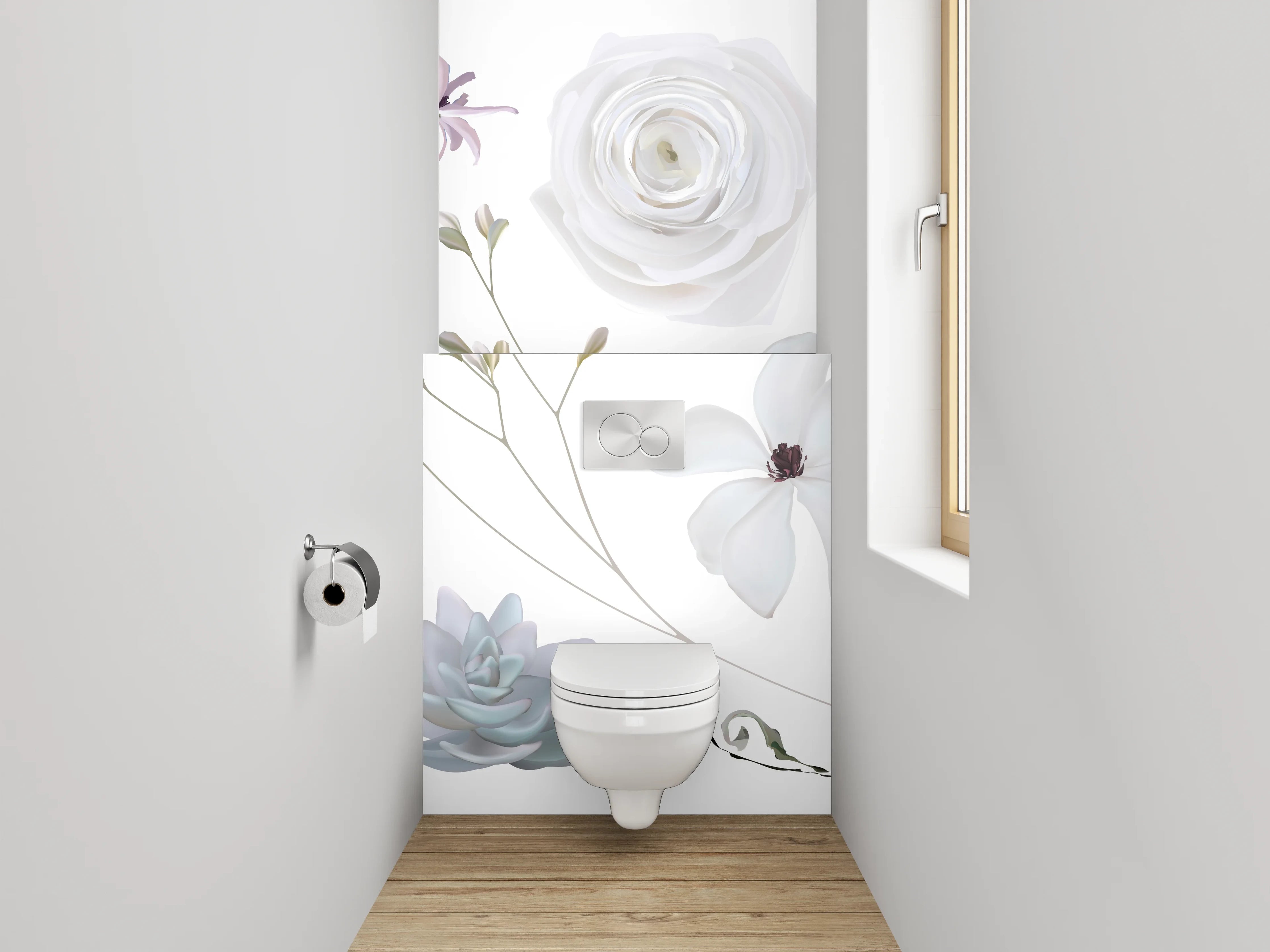 WC-Rückwand - Aquarell Blumen Design Poster