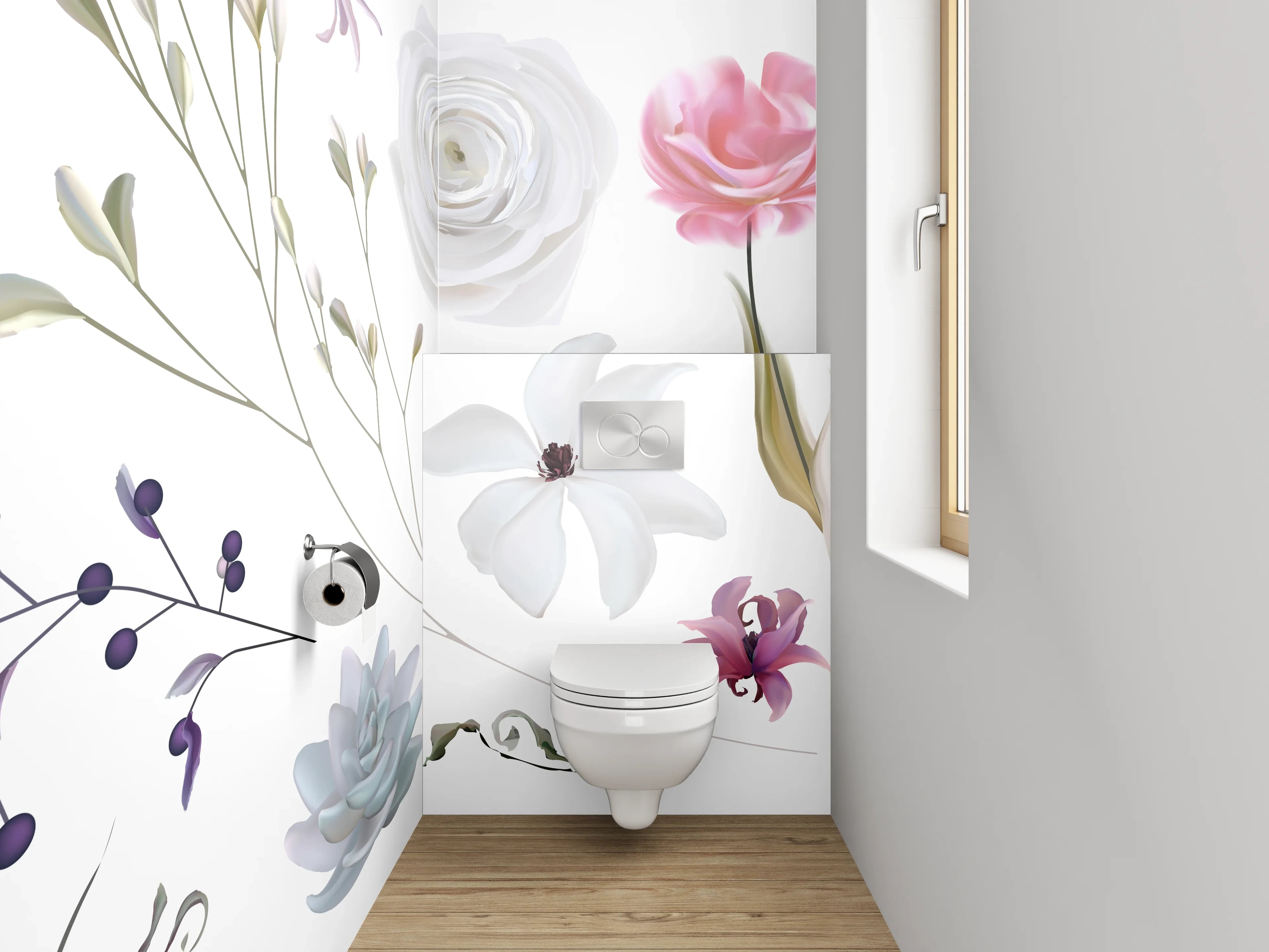 WC-Rückwand - Aquarell Blumen Design Poster