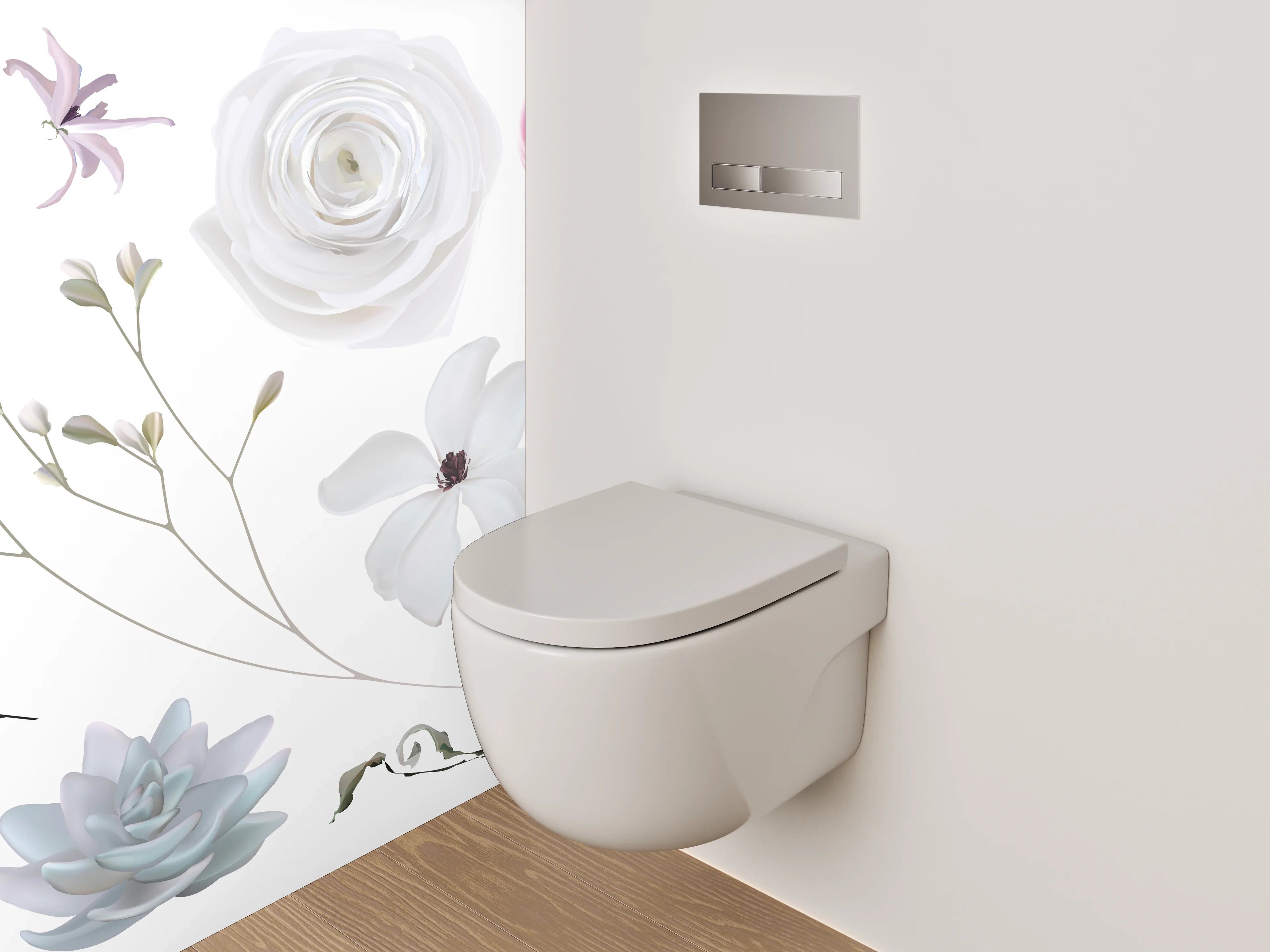WC-Rückwand - Aquarell Blumen Design Poster
