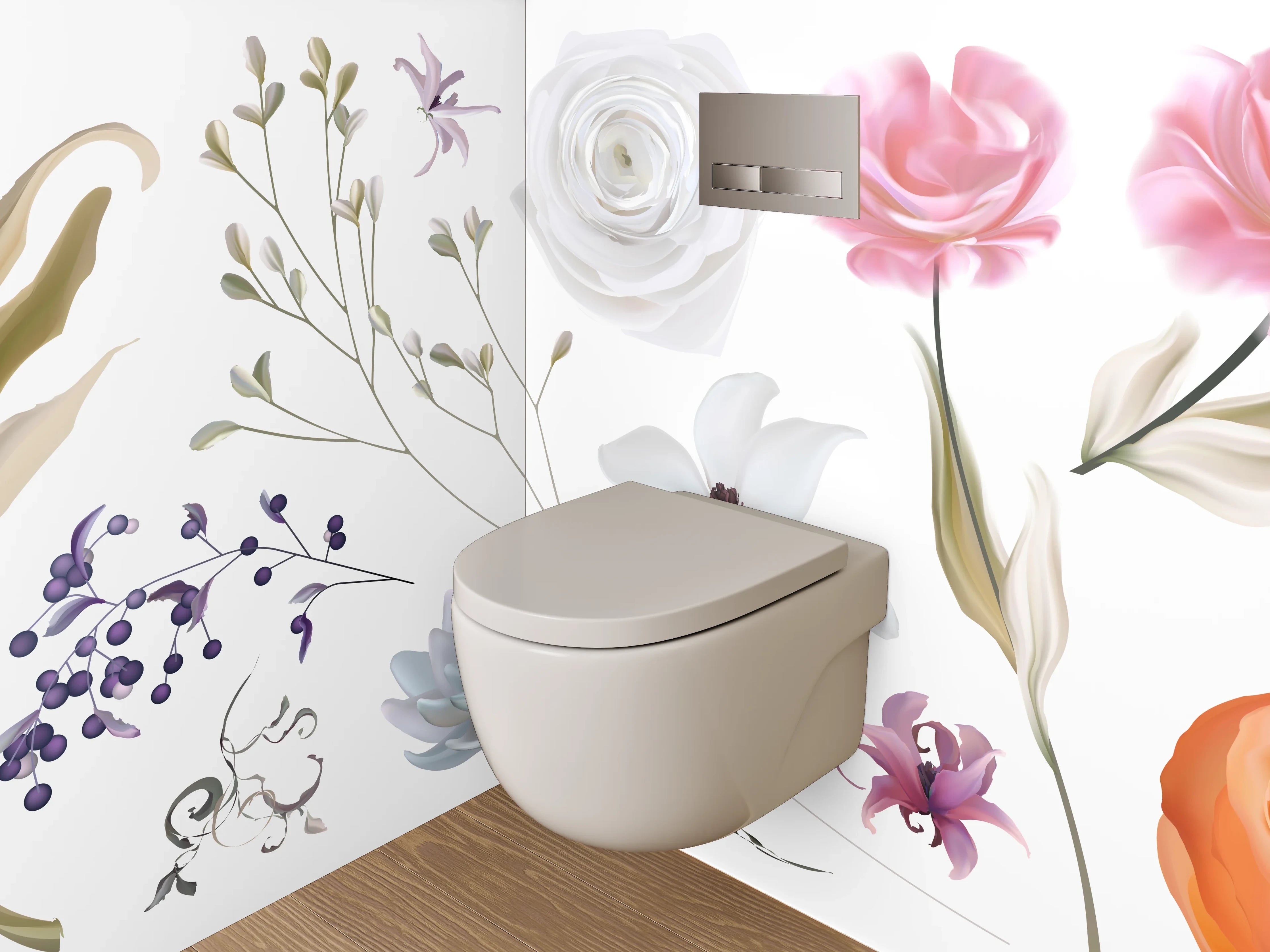 WC-Rückwand - Aquarell Blumen Design Poster