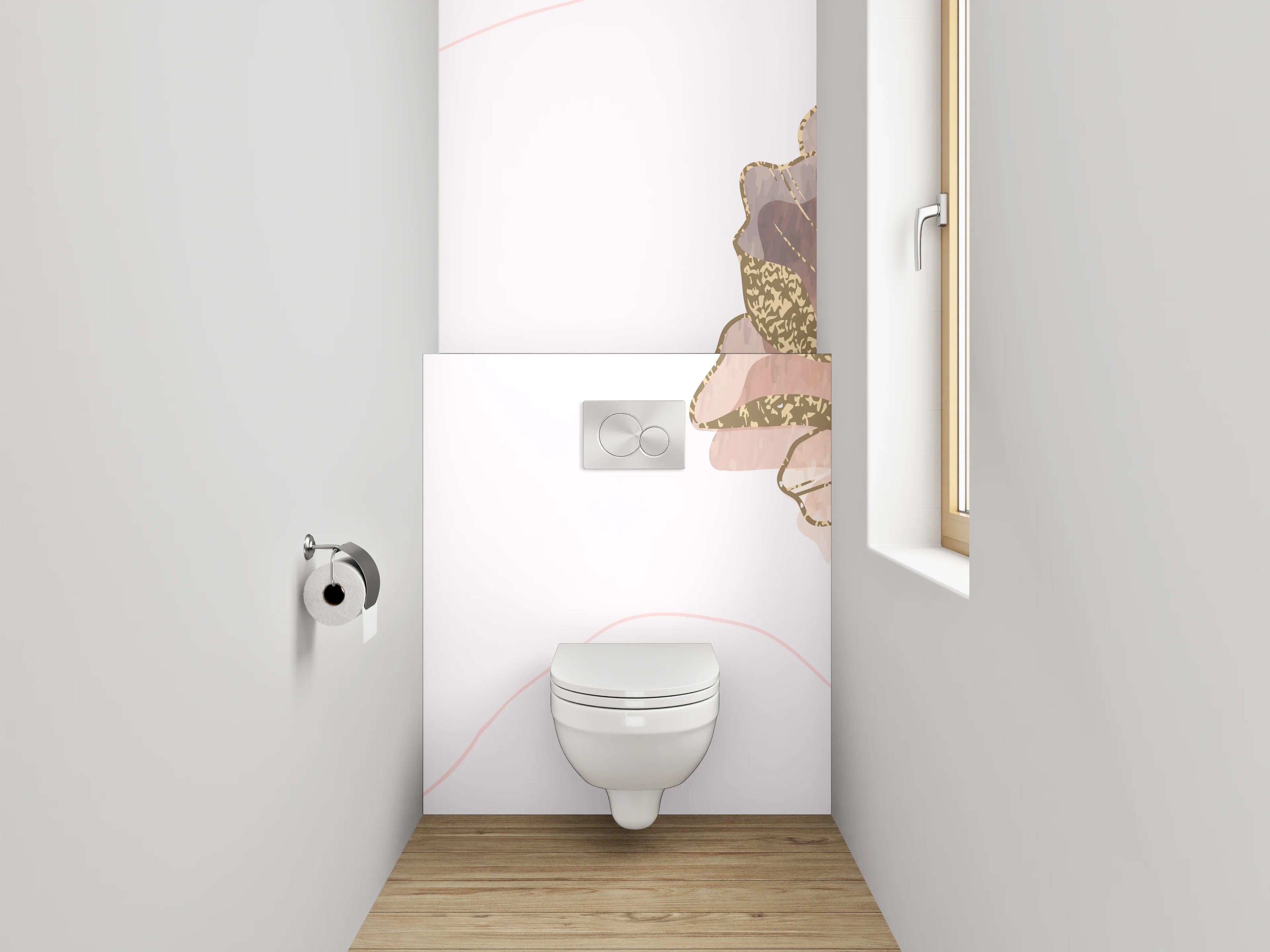 WC-Rückwand - Aquarell Blumen Goldakzente