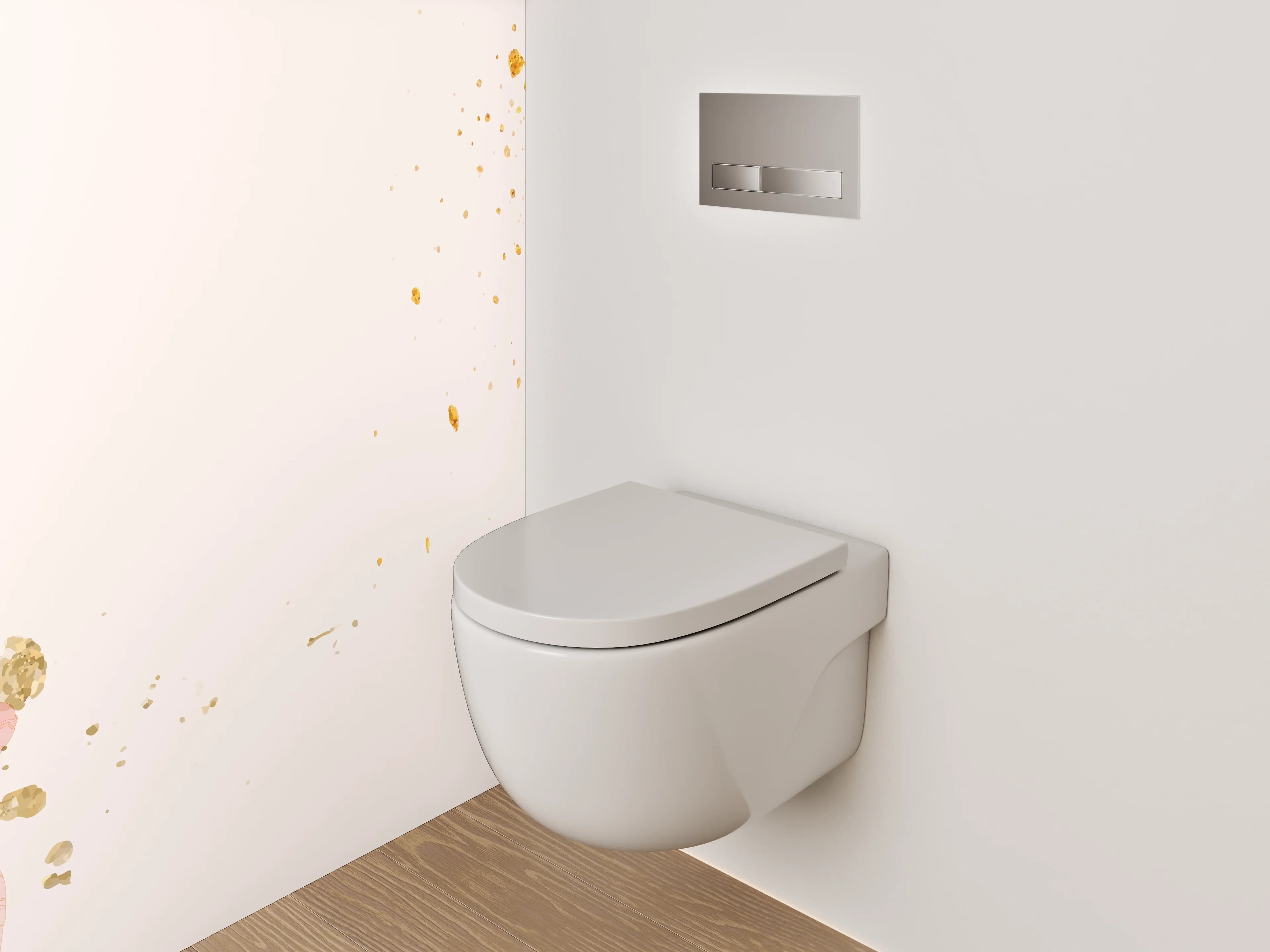 WC-Rückwand - Aquarell Blumen Goldkleckse Deko