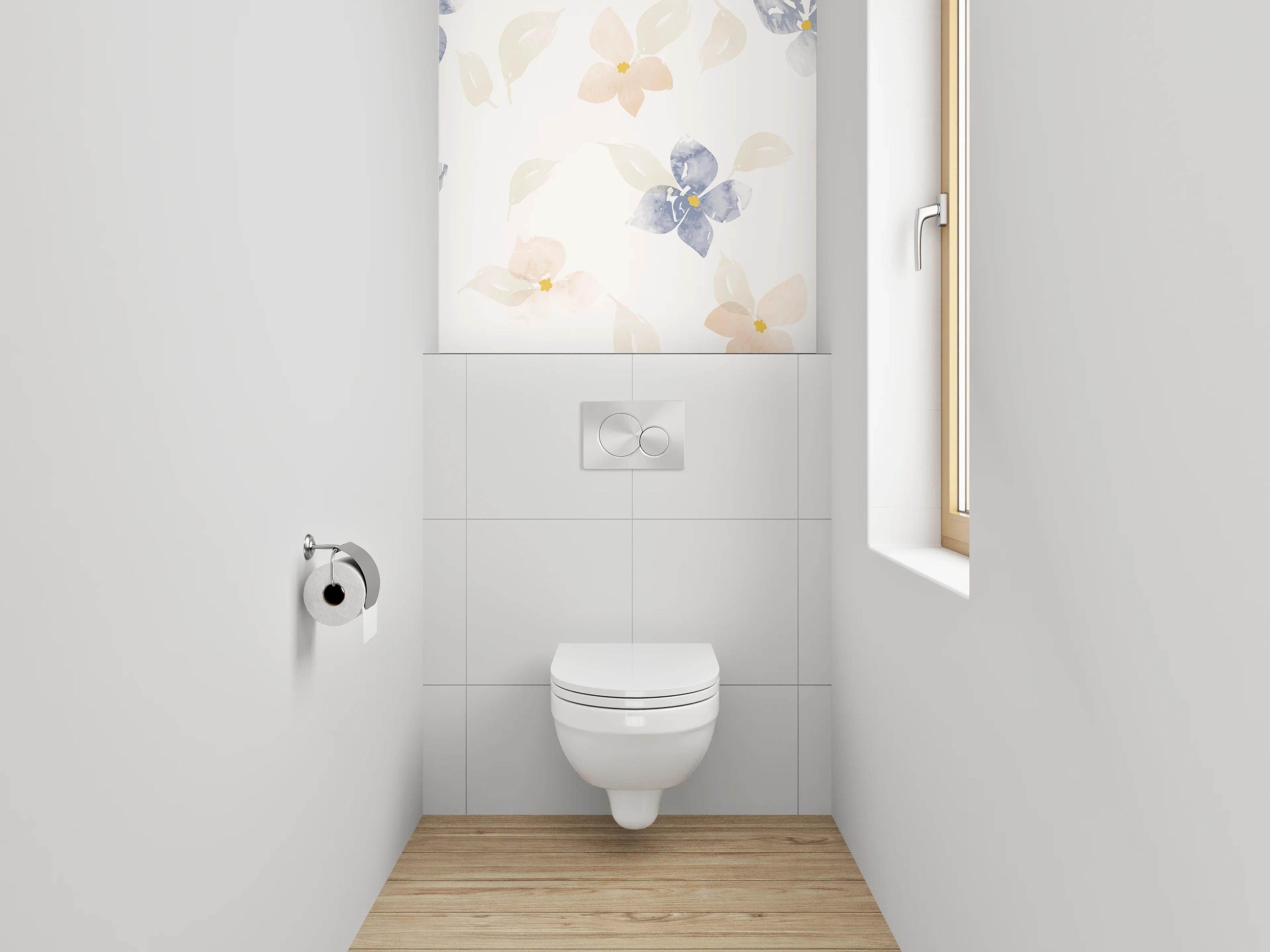 WC-Rückwand - Aquarell Blumen Muster Pastell