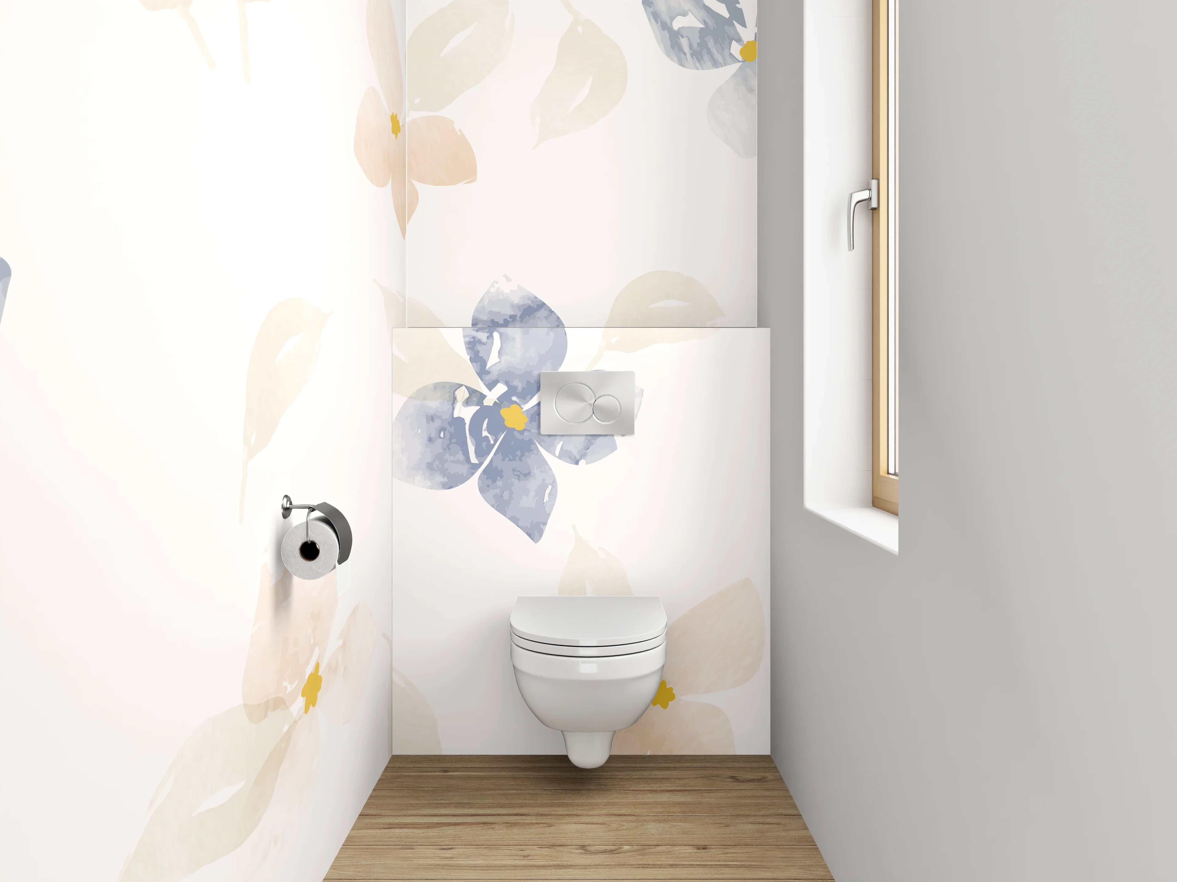 WC-Rückwand - Aquarell Blumen Muster Pastell