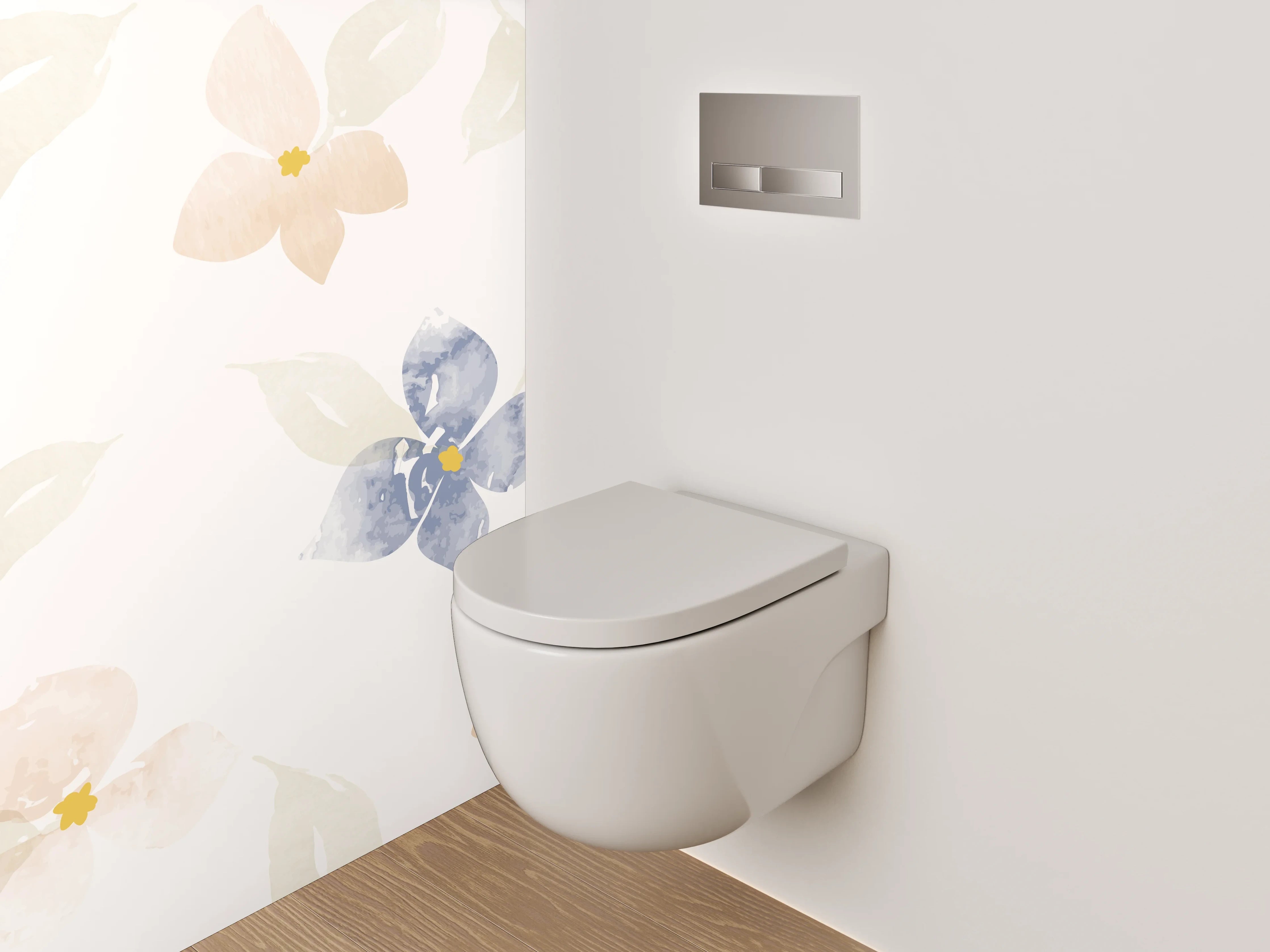 WC-Rückwand - Aquarell Blumen Muster Pastell