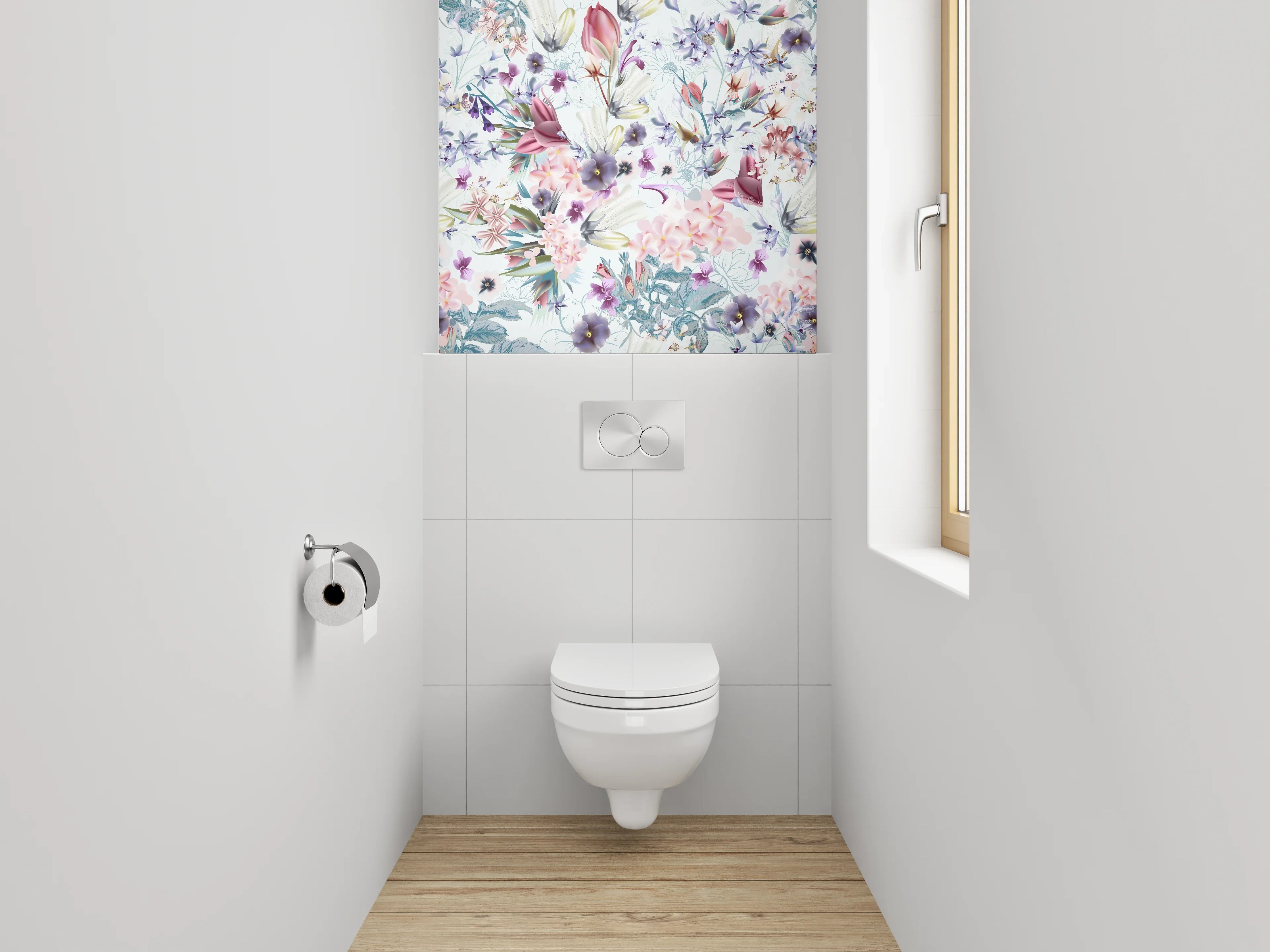 WC-Rückwand - Aquarell Blumen Pastell Muster