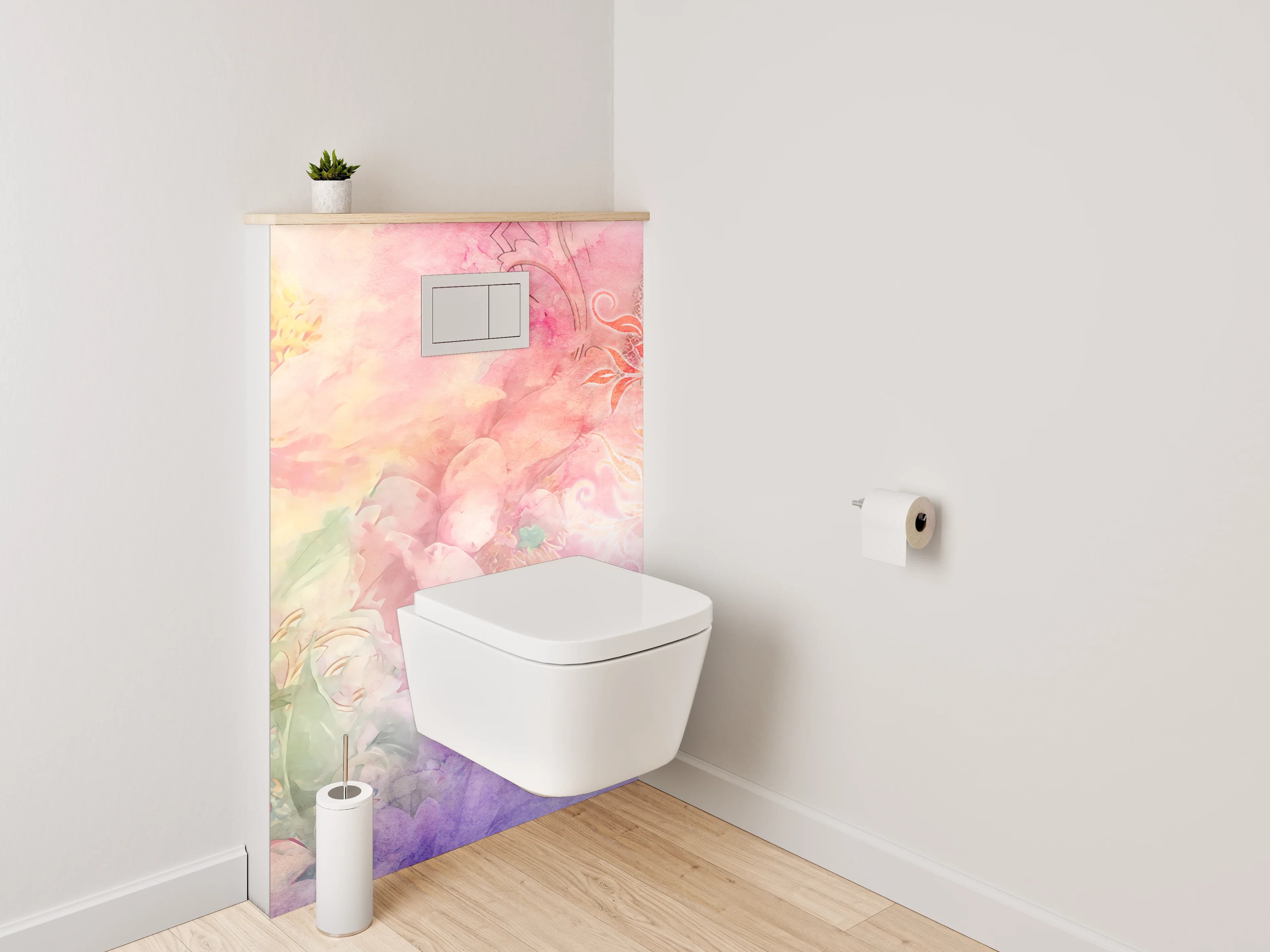 WC-Rückwand - Aquarell Blumen Pastellkunst Motiv